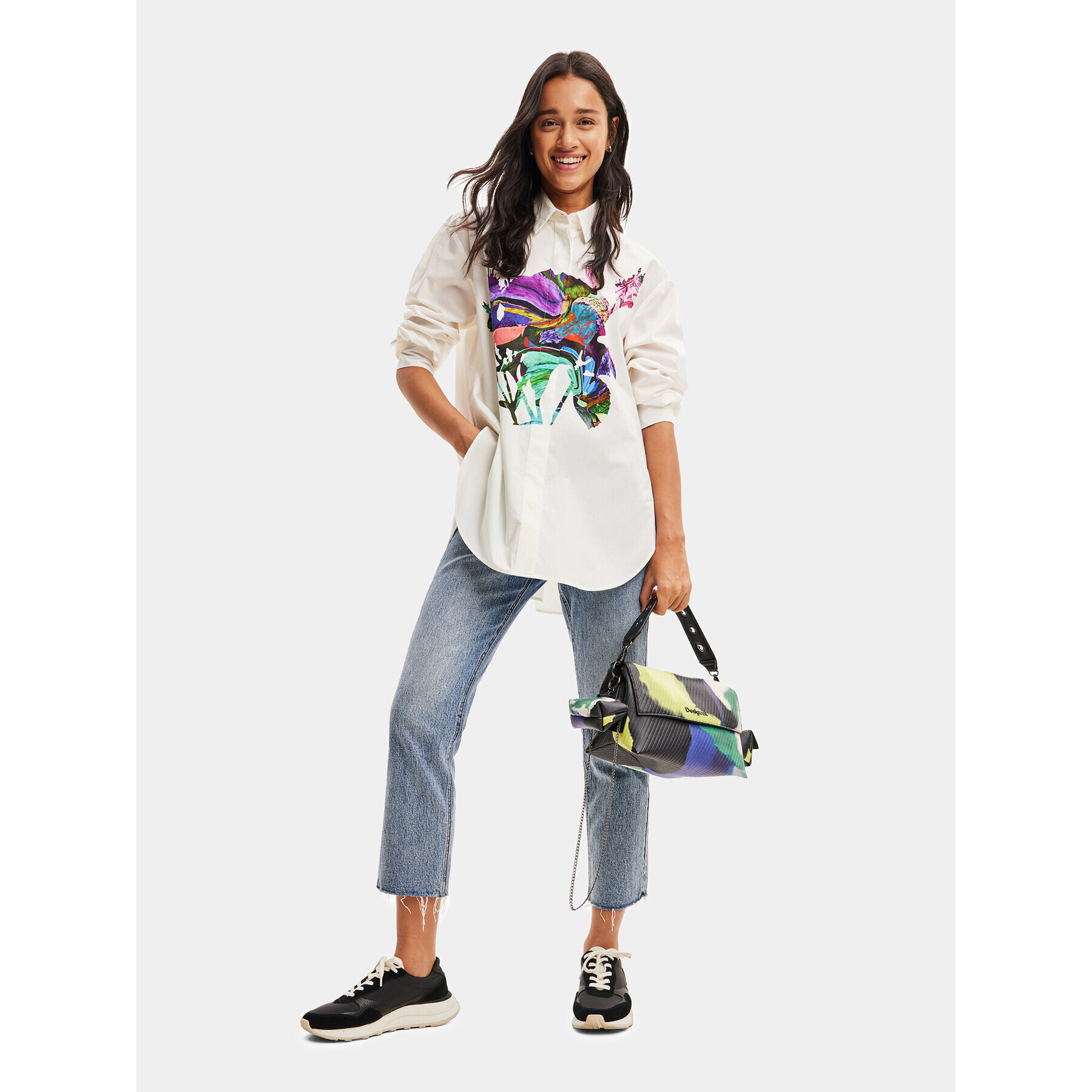 Desigual Риза 23WWCW31 Бял Oversize - Pepit.bg
