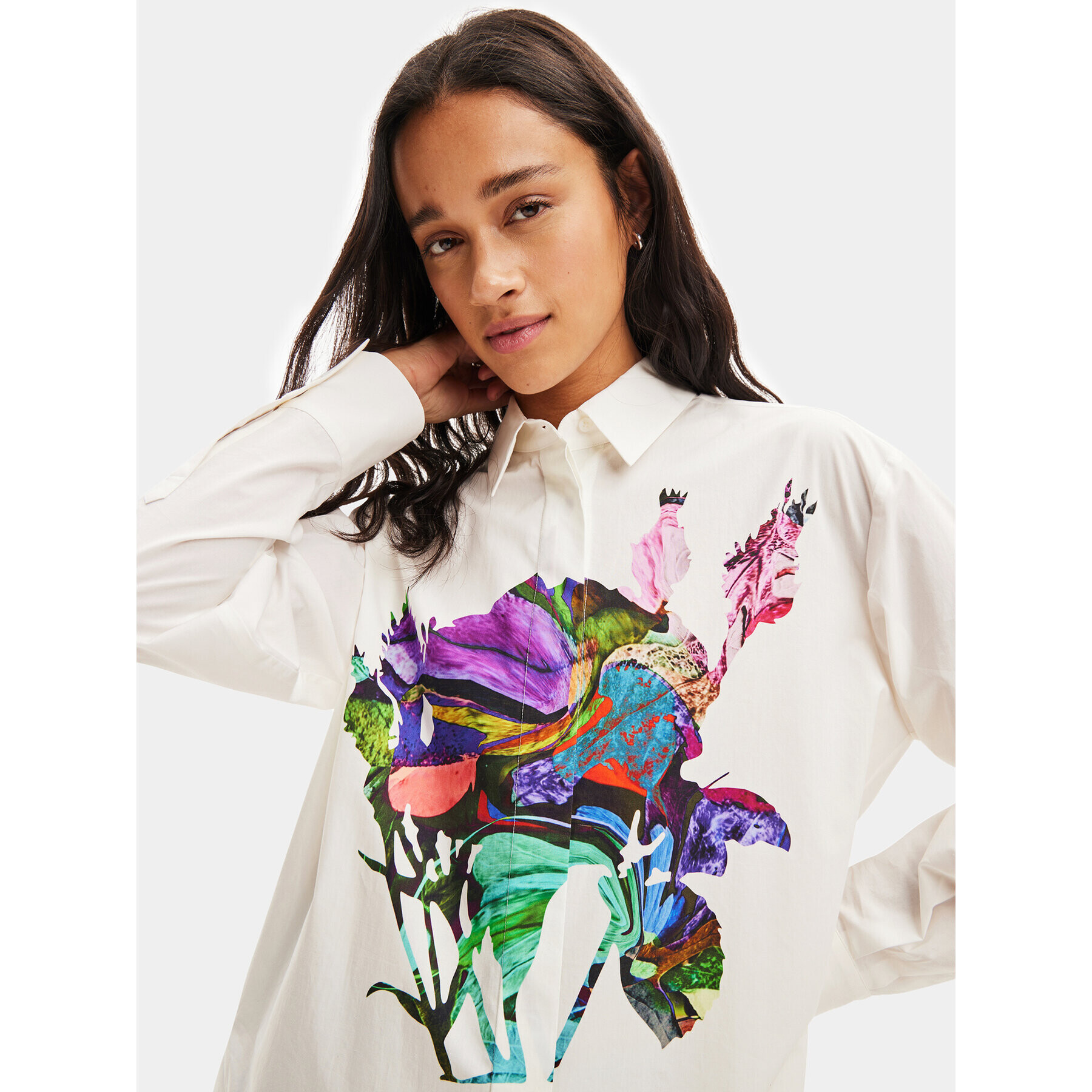 Desigual Риза 23WWCW31 Бял Oversize - Pepit.bg