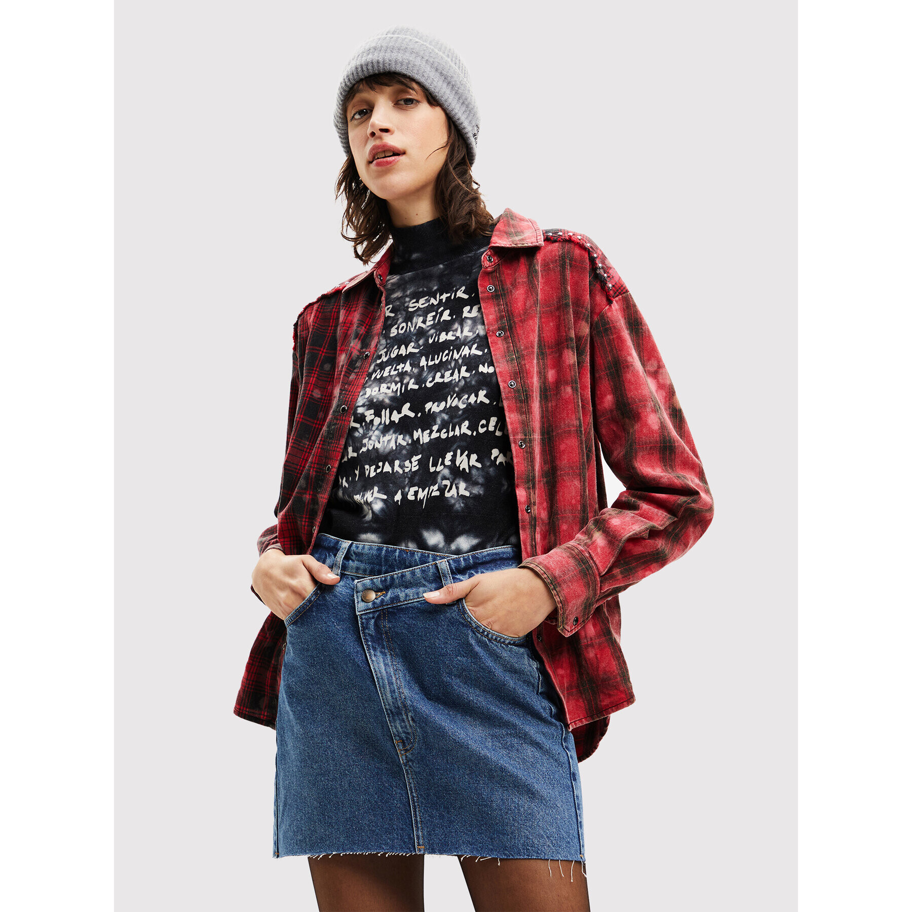 Desigual Риза Eda 22WWCW10 Червен Regular Fit - Pepit.bg
