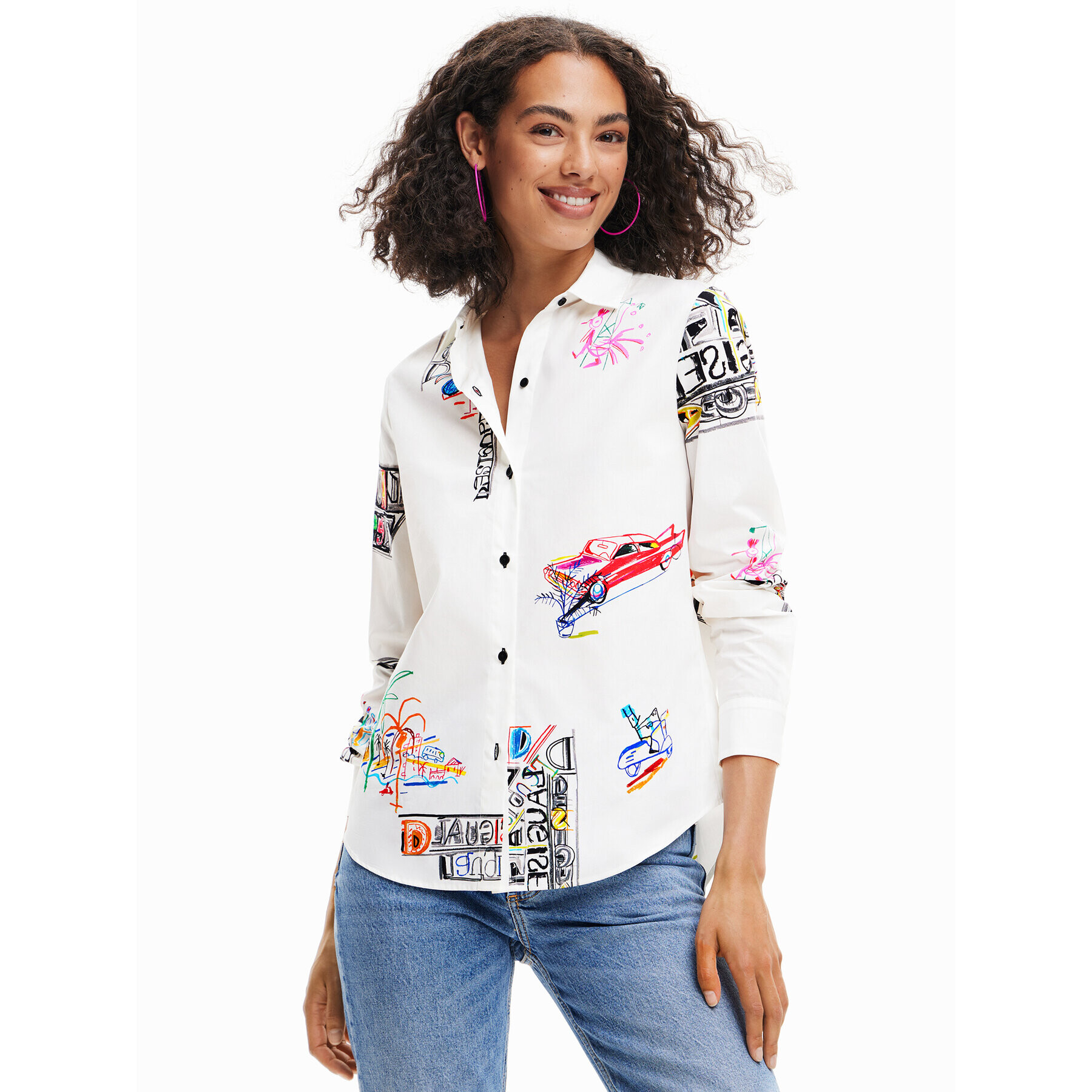 Desigual Риза Fahrenheit 23SWCW26 Бял Regular Fit - Pepit.bg