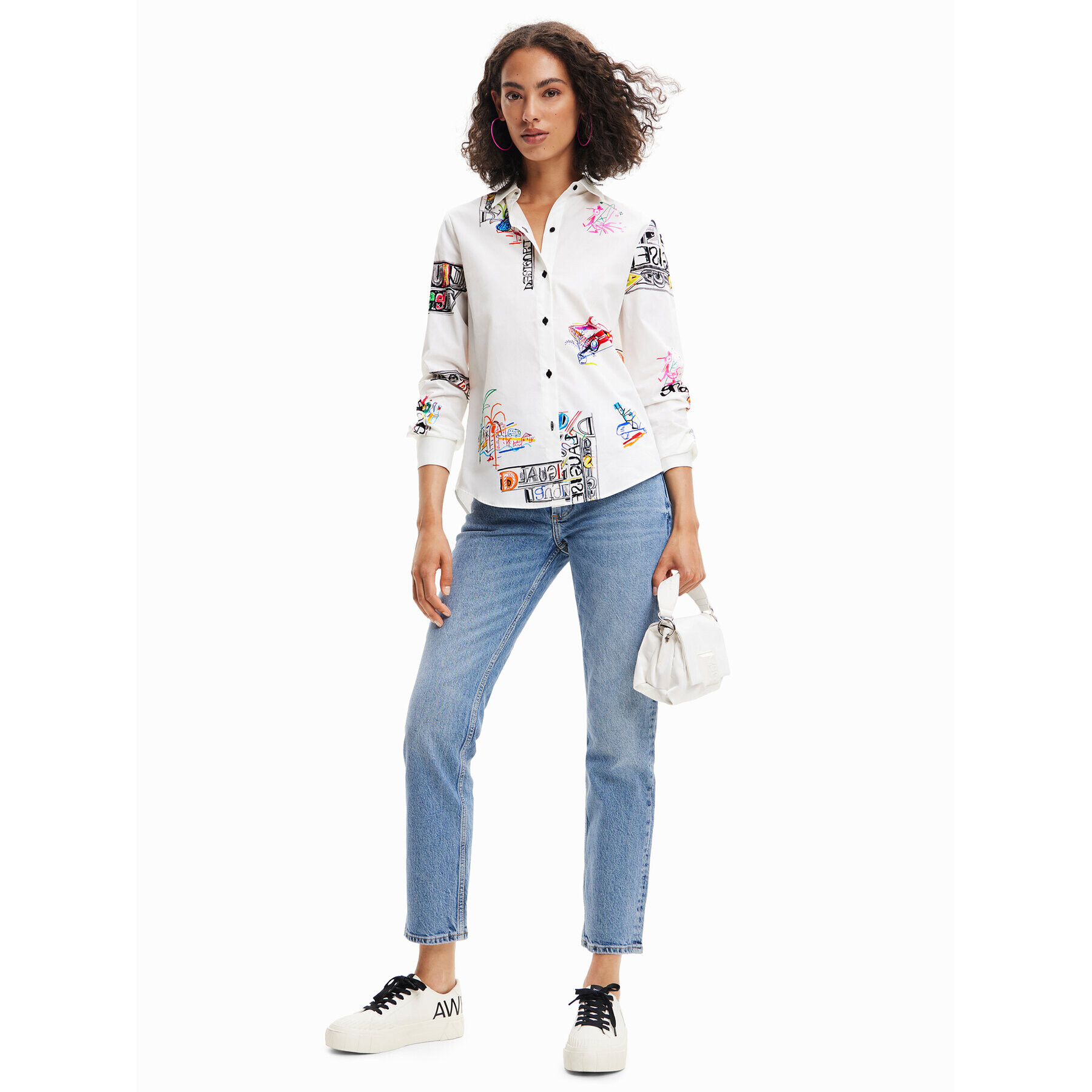 Desigual Риза Fahrenheit 23SWCW26 Бял Regular Fit - Pepit.bg