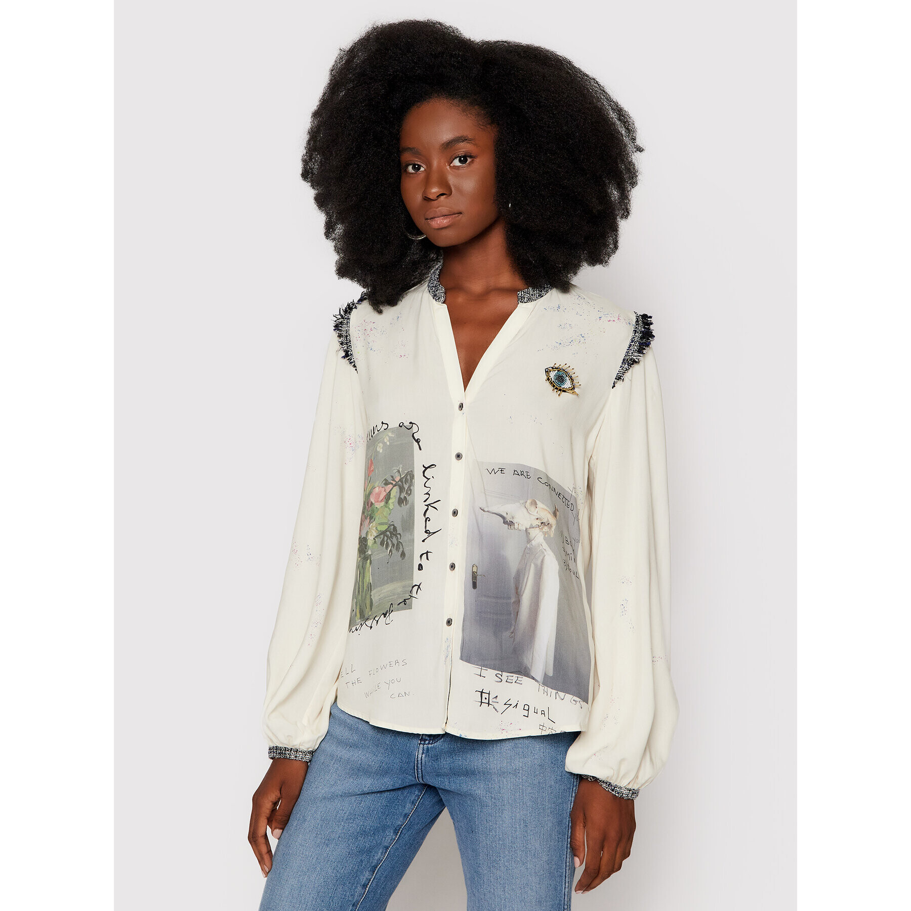 Desigual Риза Griselda 21WWCW16 Жълт Regular Fit - Pepit.bg