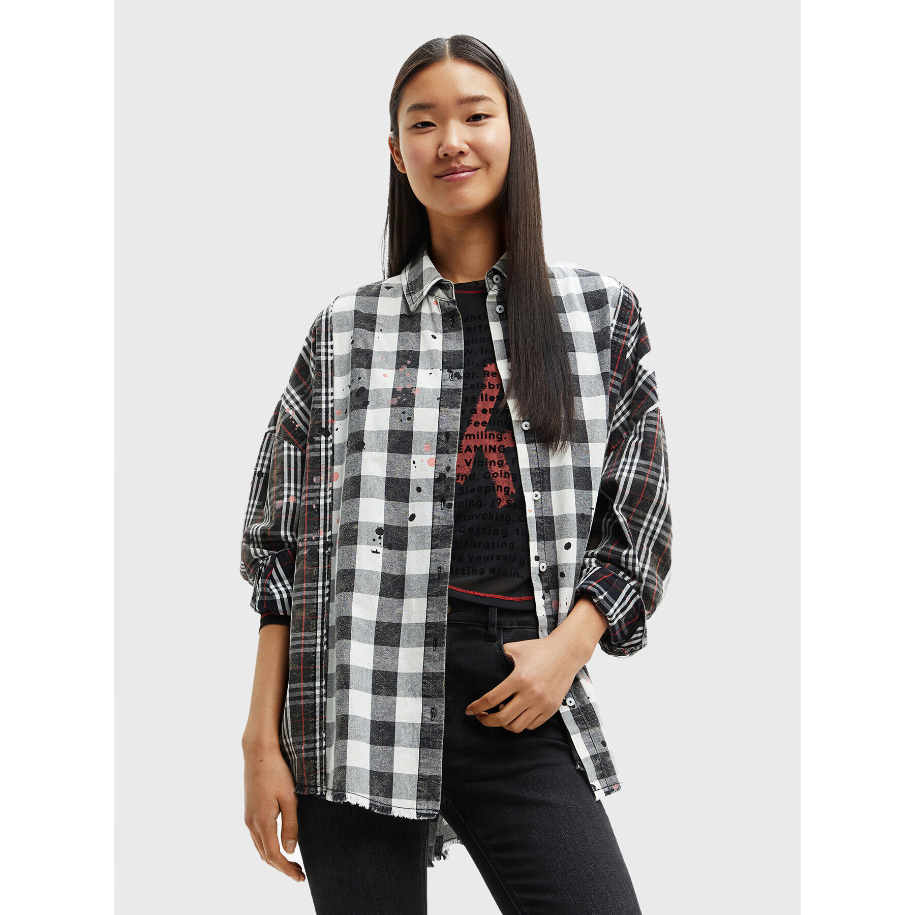 Desigual Риза Kate 22WWCW14 Сив Oversize - Pepit.bg