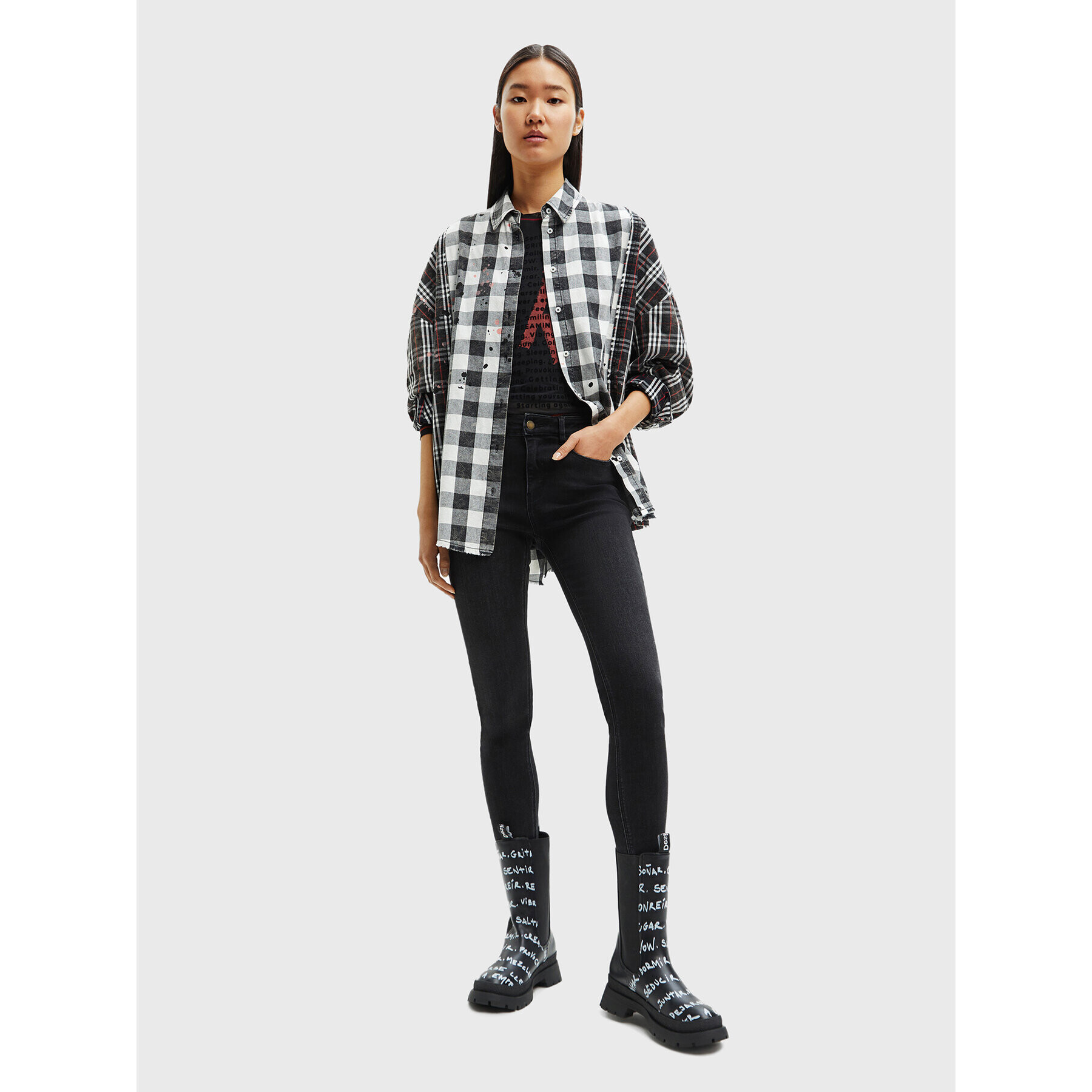 Desigual Риза Kate 22WWCW14 Сив Oversize - Pepit.bg