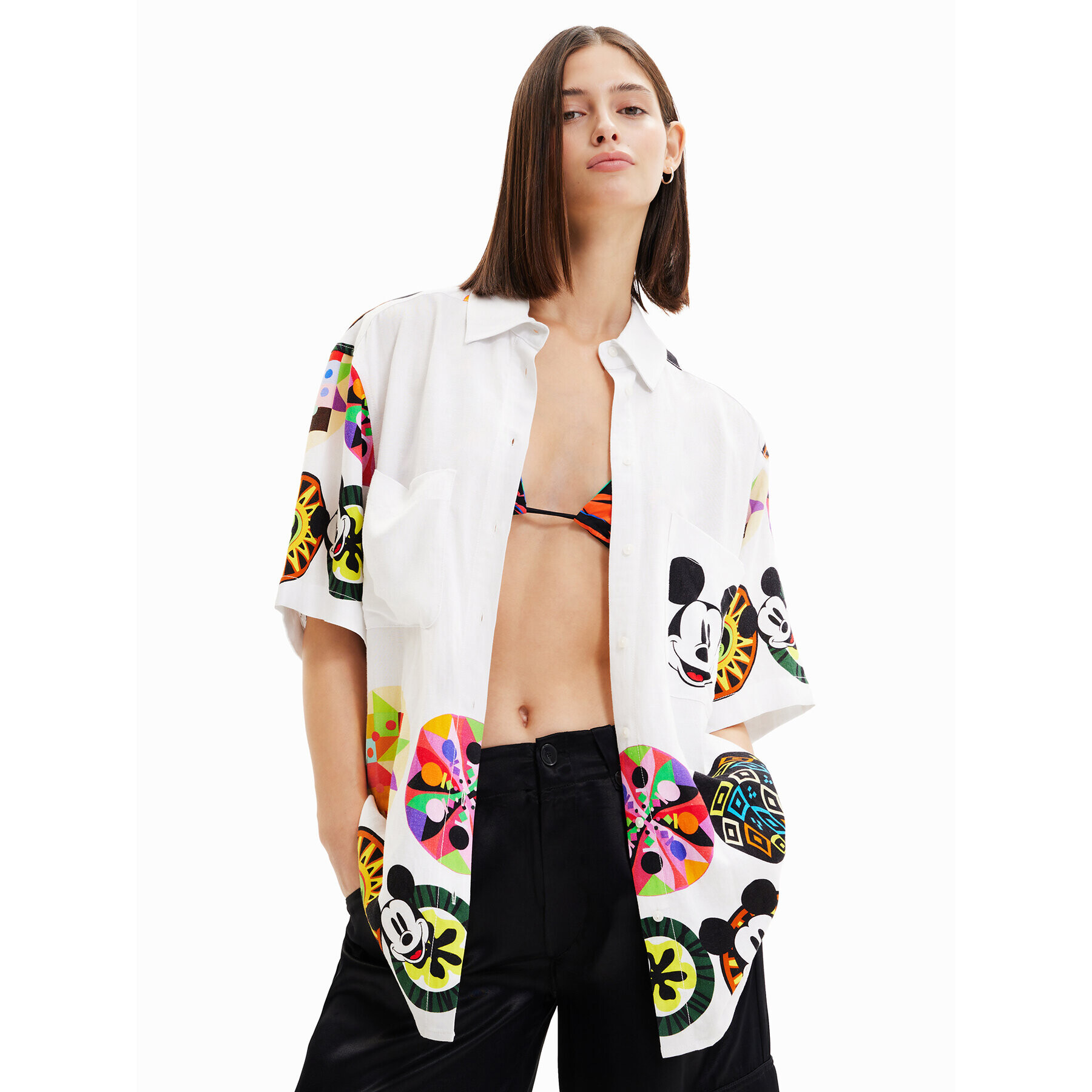 Desigual Риза MONSIEUR CHRISTIAN LACROIX DISNEY 23SWCW14 Бял Oversize - Pepit.bg