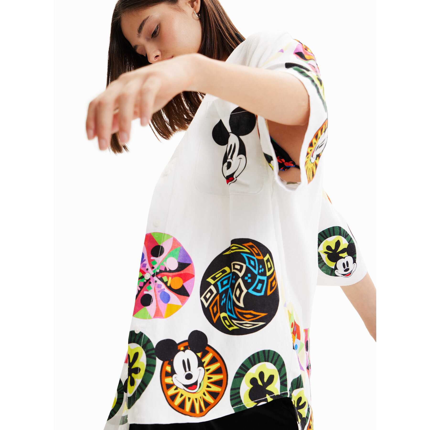 Desigual Риза MONSIEUR CHRISTIAN LACROIX DISNEY 23SWCW14 Бял Oversize - Pepit.bg