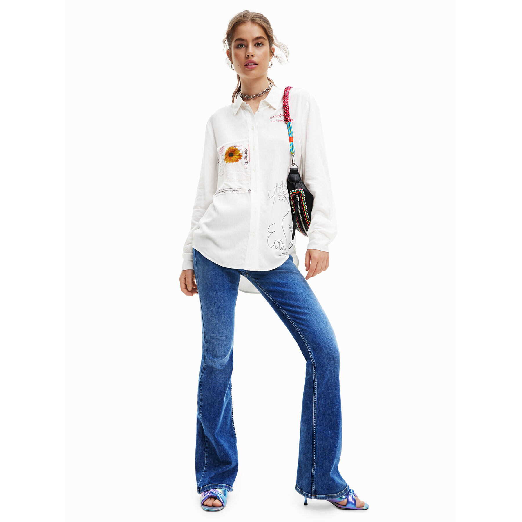 Desigual Риза Sweet Hamburgo 23SWCW48 Бял Regular Fit - Pepit.bg