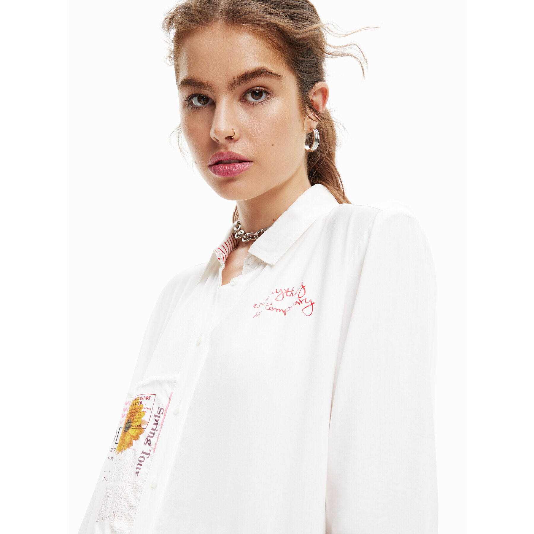 Desigual Риза Sweet Hamburgo 23SWCW48 Бял Regular Fit - Pepit.bg