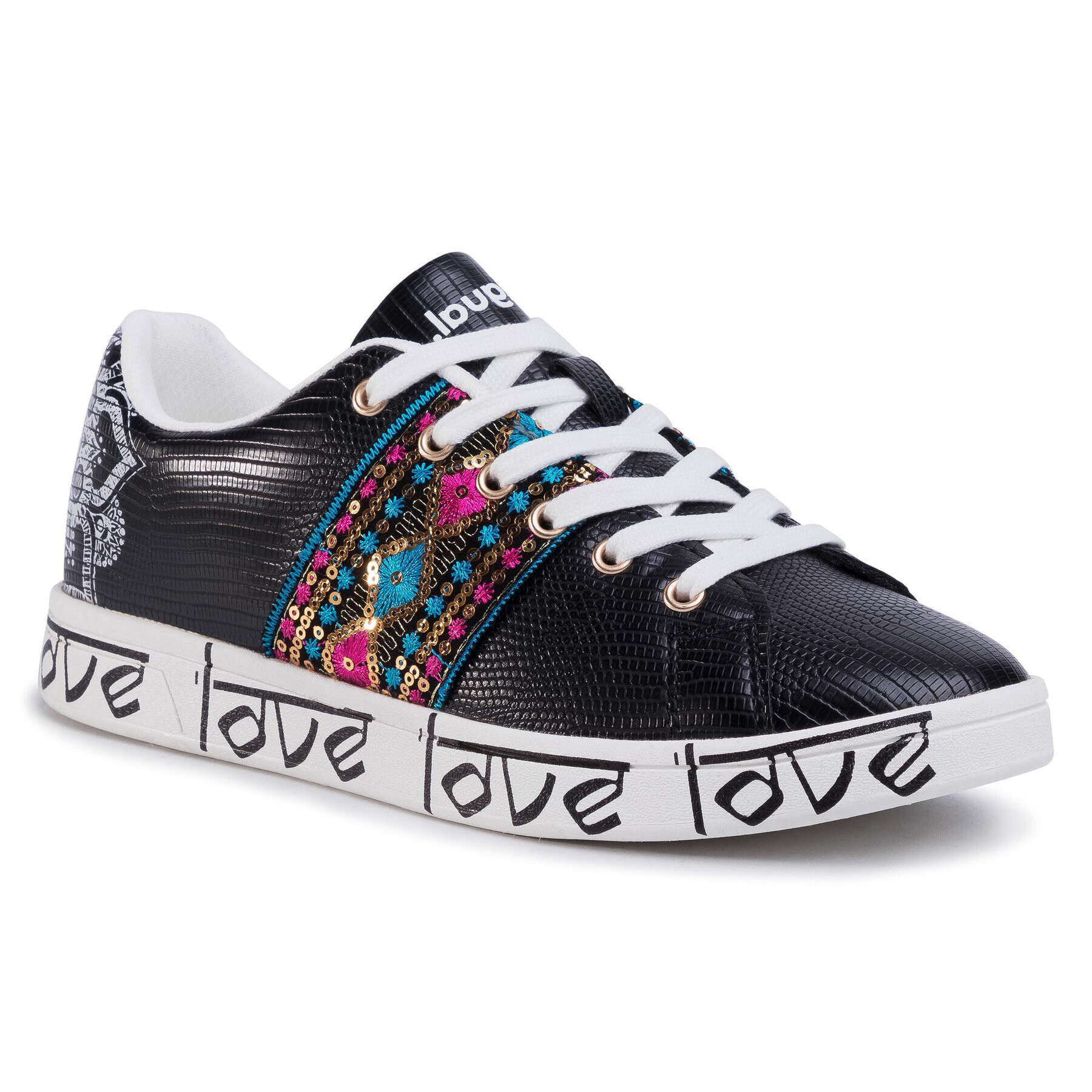 Desigual Сникърси Cosmic Exotic Indian 20SSKP26 Черен - Pepit.bg