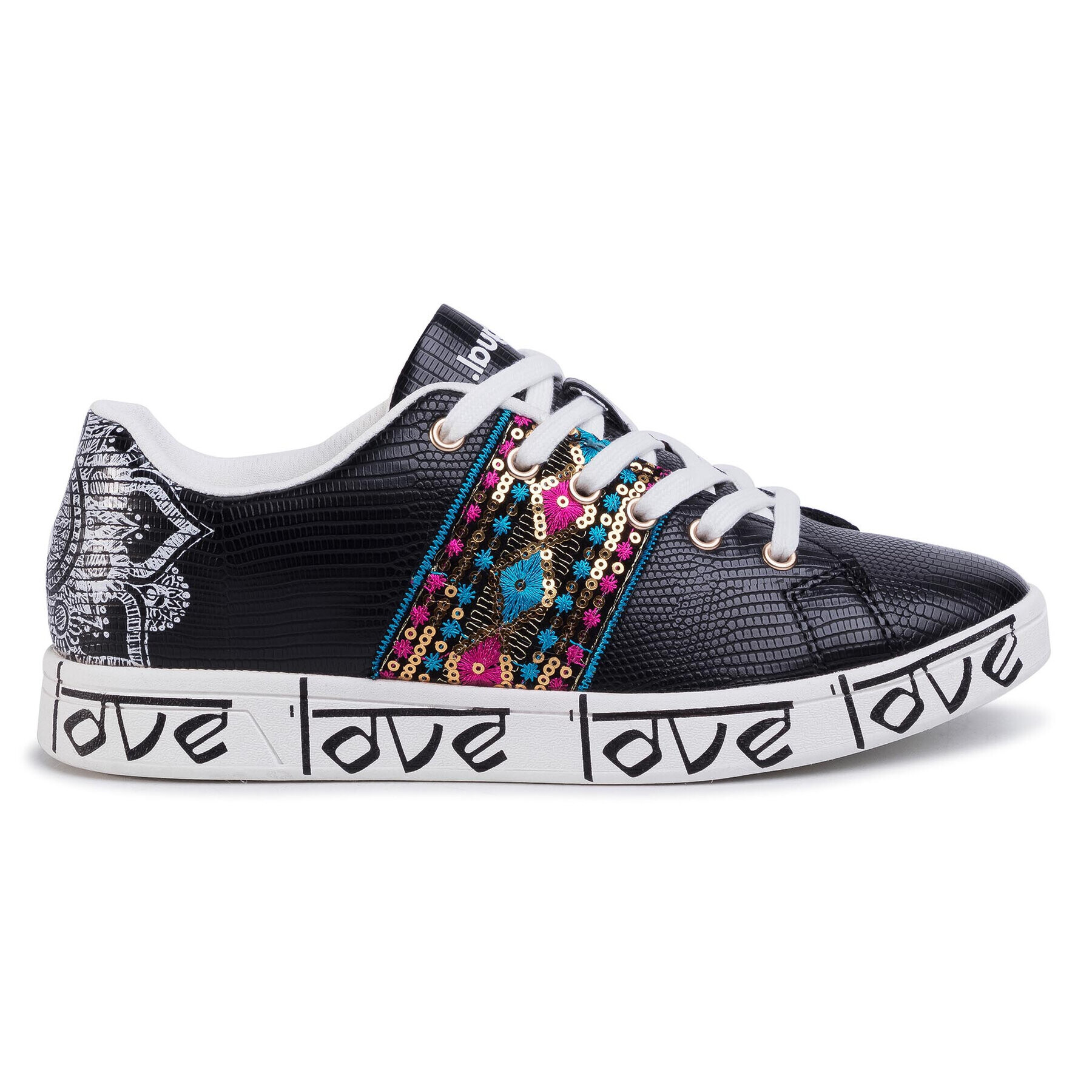 Desigual Сникърси Cosmic Exotic Indian 20SSKP26 Черен - Pepit.bg