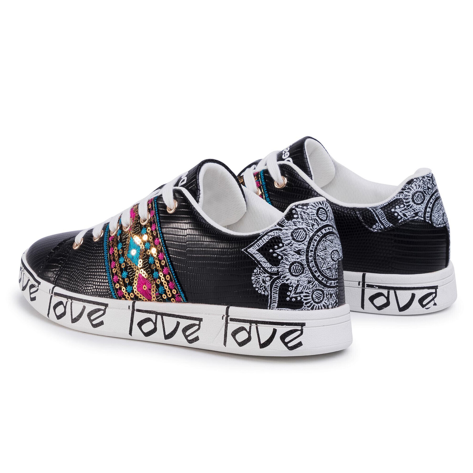 Desigual Сникърси Cosmic Exotic Indian 20SSKP26 Черен - Pepit.bg
