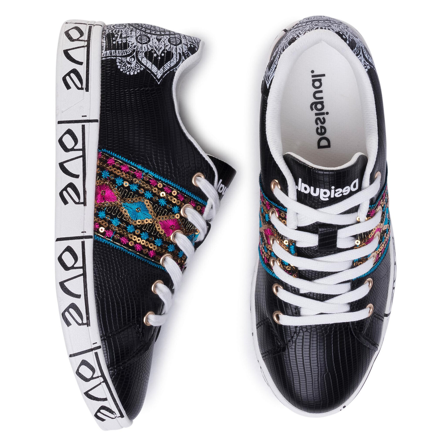 Desigual Сникърси Cosmic Exotic Indian 20SSKP26 Черен - Pepit.bg