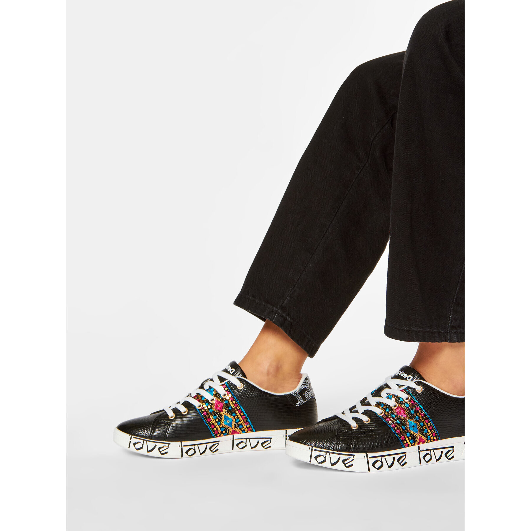 Desigual Сникърси Cosmic Exotic Indian 20SSKP26 Черен - Pepit.bg
