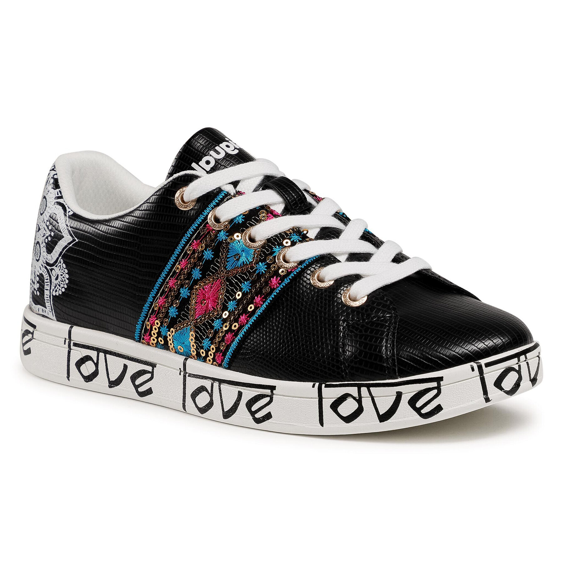 Desigual Сникърси Cosmic Exotic Indian 21SSKP28 Черен - Pepit.bg