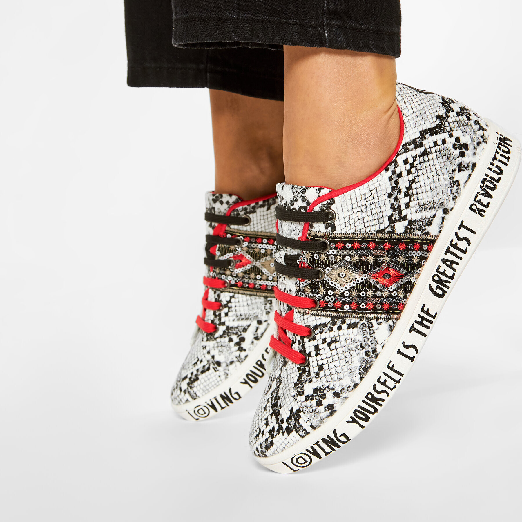 Desigual Сникърси Cosmic Exotic Snake20SSKP30 Бял - Pepit.bg