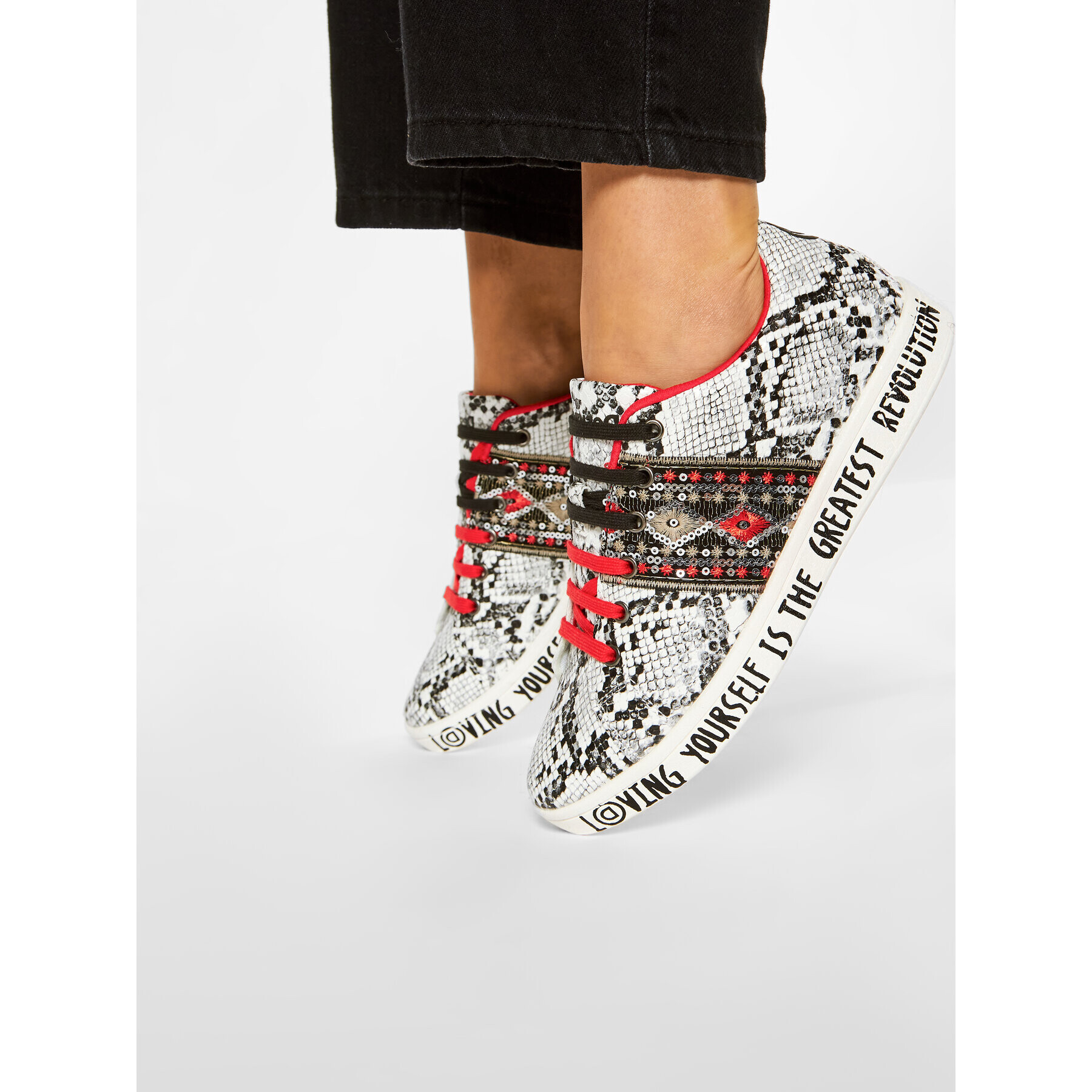 Desigual Сникърси Cosmic Exotic Snake20SSKP30 Бял - Pepit.bg