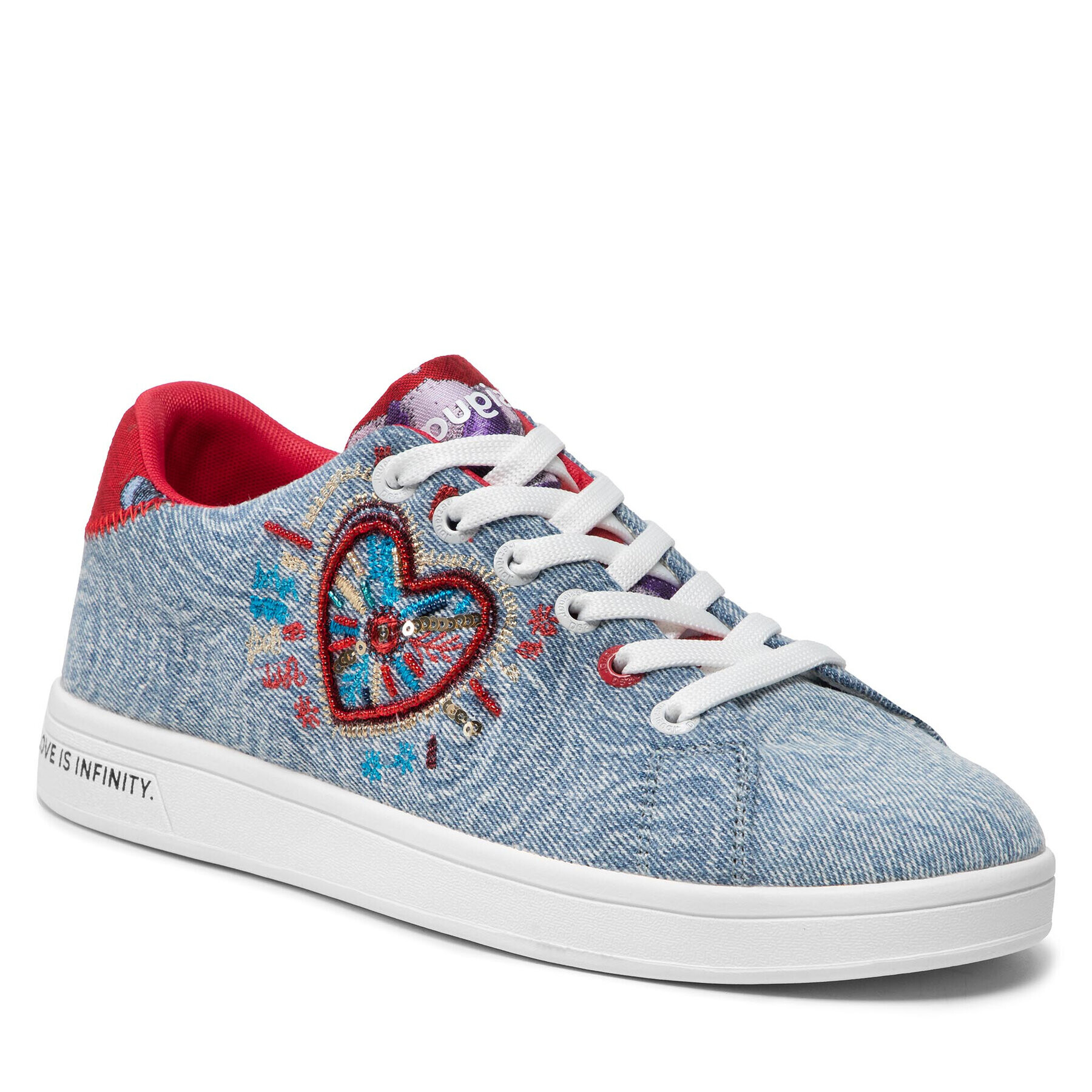 Desigual Сникърси Cosmic Heart Denim 22SSKD05 Син - Pepit.bg