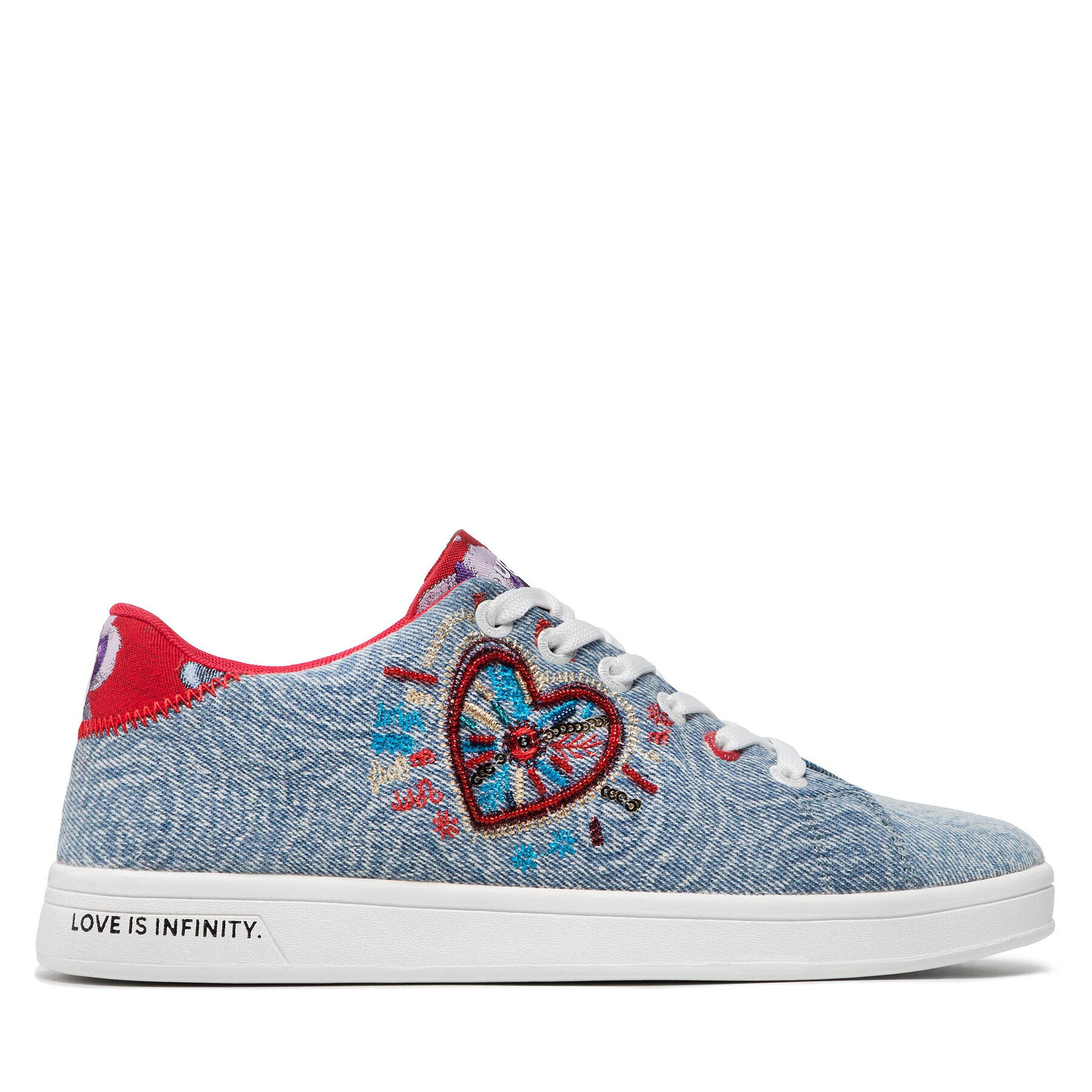 Desigual Сникърси Cosmic Heart Denim 22SSKD05 Син - Pepit.bg