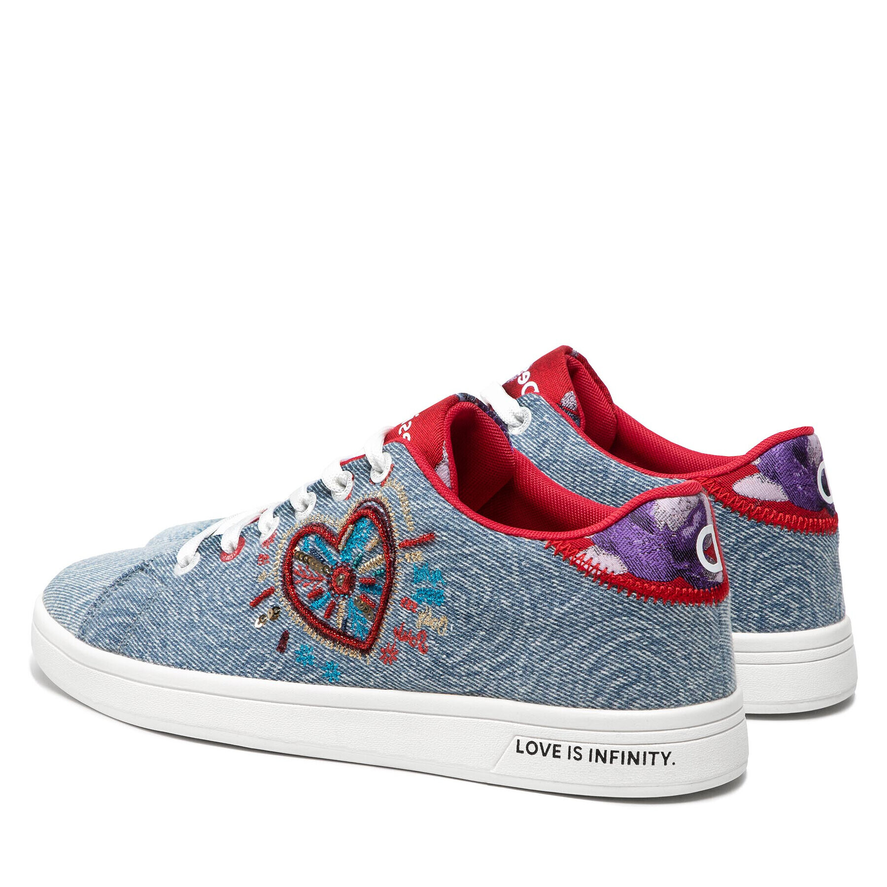 Desigual Сникърси Cosmic Heart Denim 22SSKD05 Син - Pepit.bg