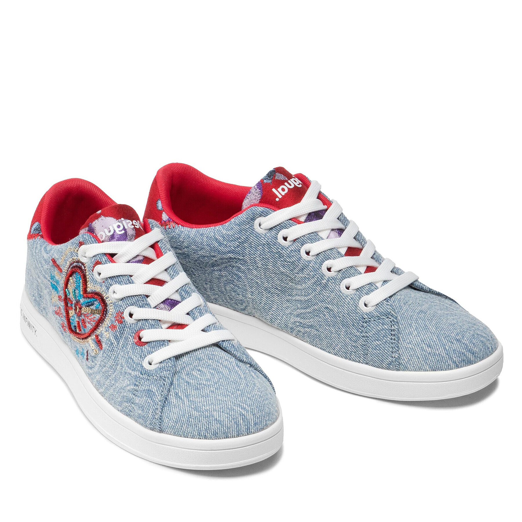 Desigual Сникърси Cosmic Heart Denim 22SSKD05 Син - Pepit.bg