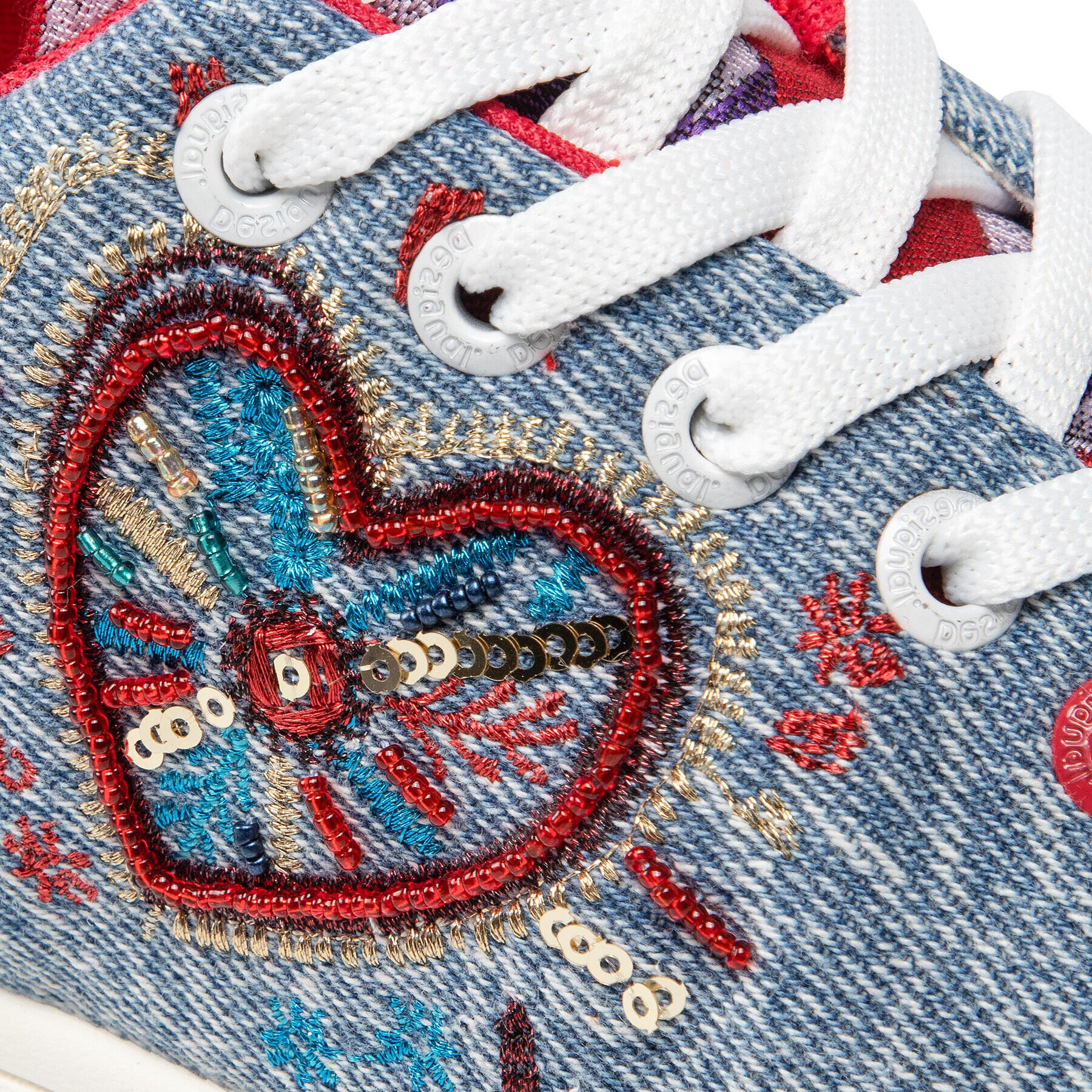 Desigual Сникърси Cosmic Heart Denim 22SSKD05 Син - Pepit.bg