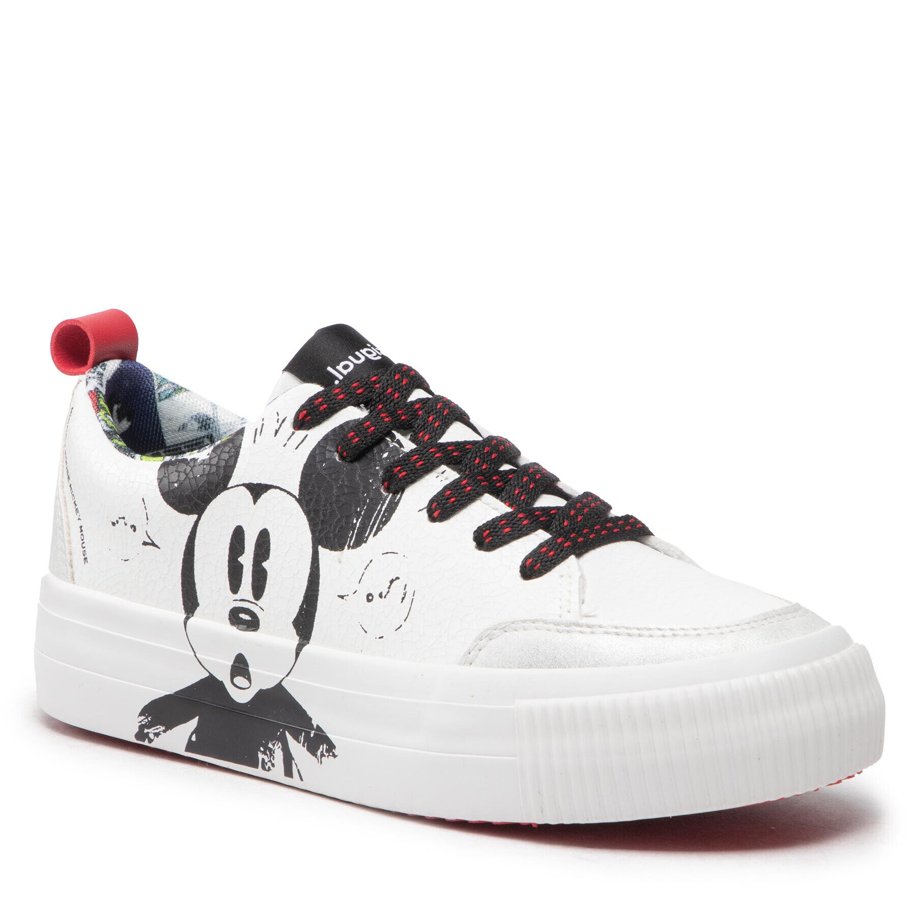 Desigual Сникърси Mickey Crack 22WSKP29 Бял - Pepit.bg