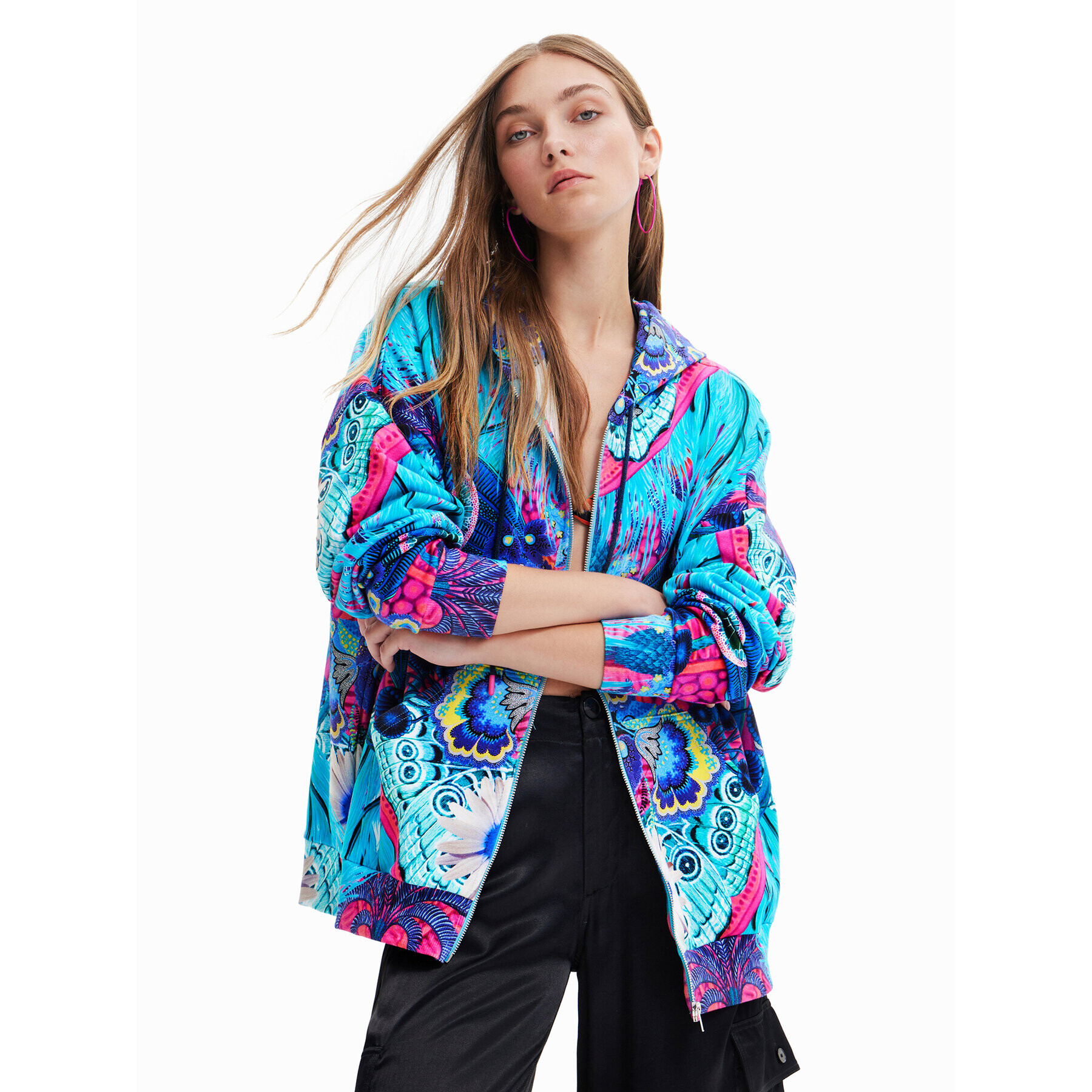 Desigual Суитшърт 23SWSK34 Електриков Oversize - Pepit.bg