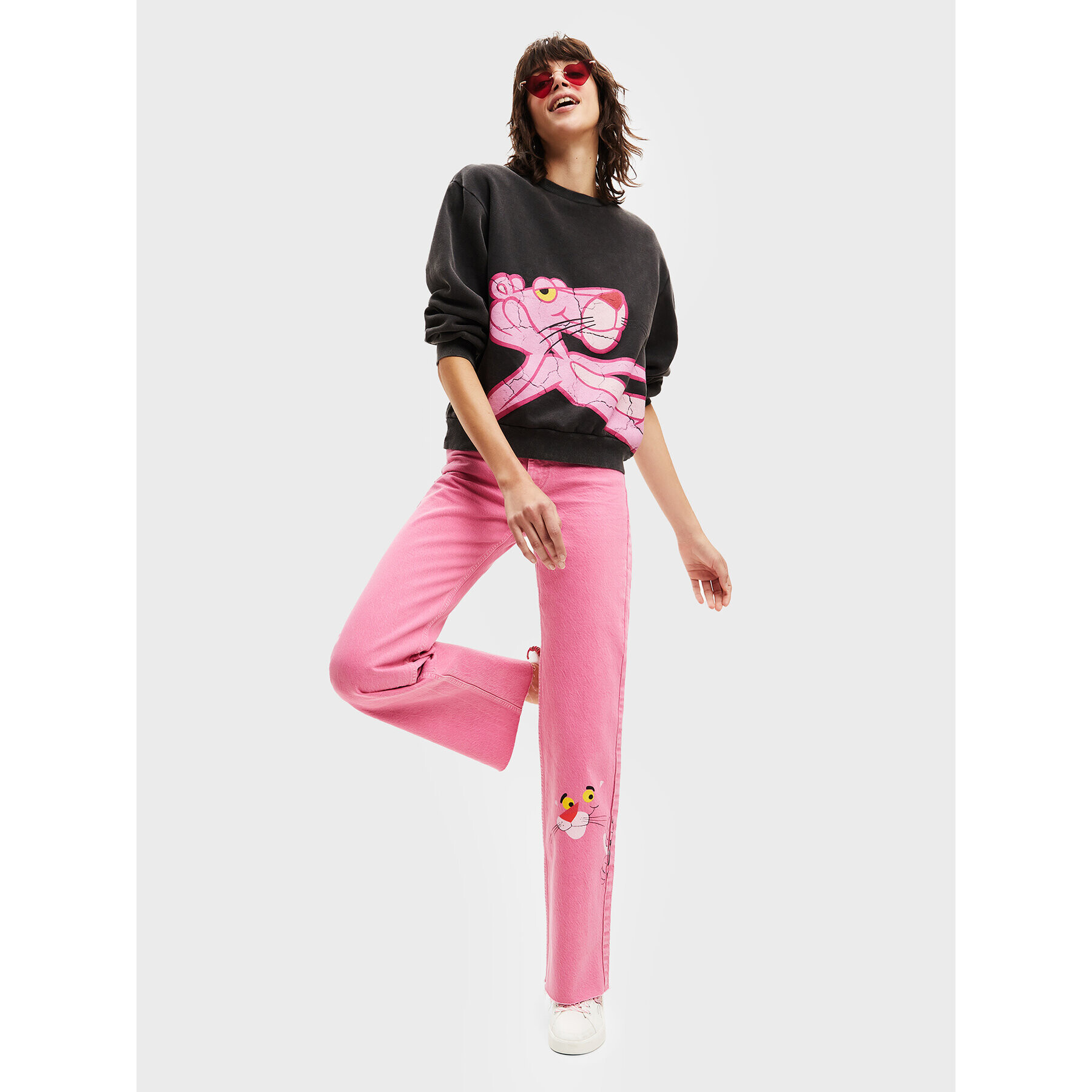 Desigual Суитшърт PINK PANTHER 22WWSK45 Сив Regular Fit - Pepit.bg