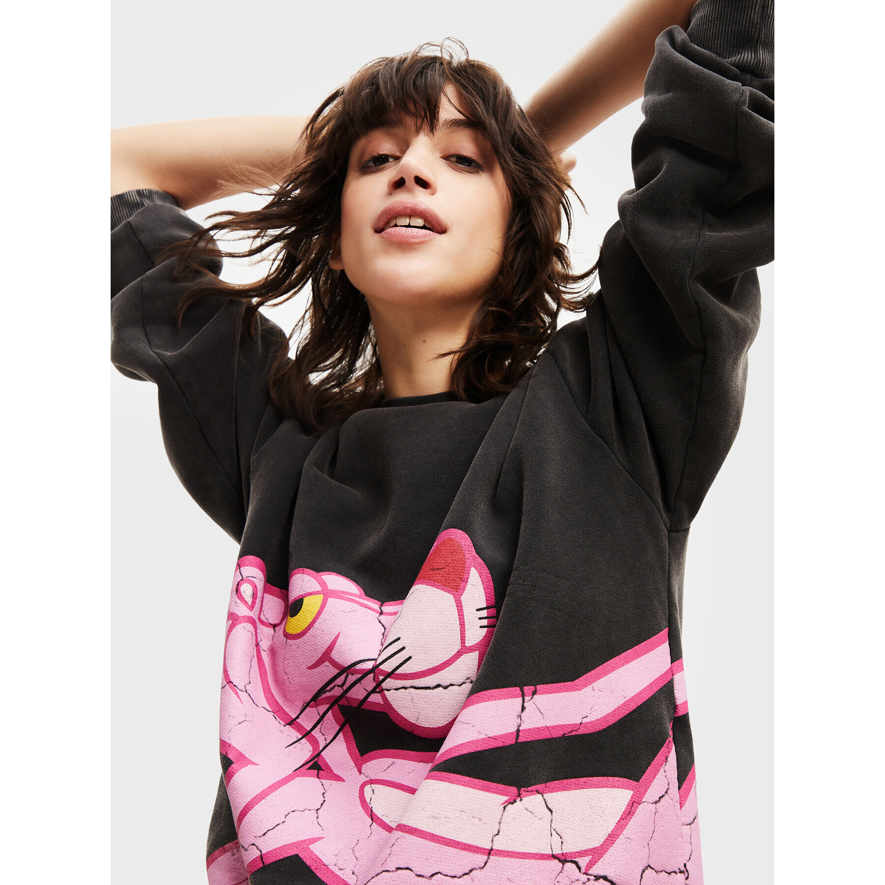 Desigual Суитшърт PINK PANTHER 22WWSK45 Сив Regular Fit - Pepit.bg