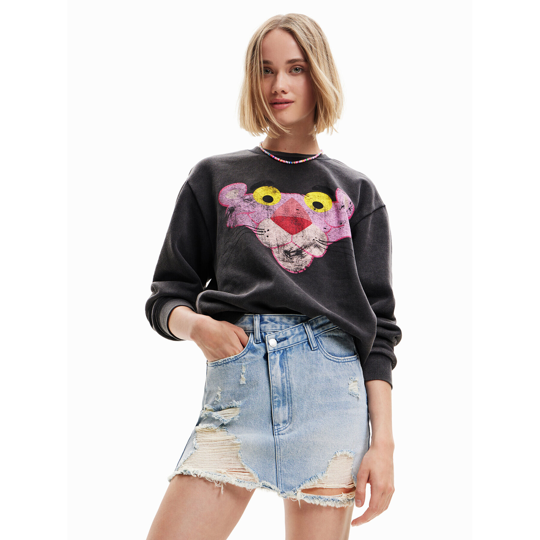 Desigual Суитшърт PINK PANTHER 23SWSK40 Сив Regular Fit - Pepit.bg