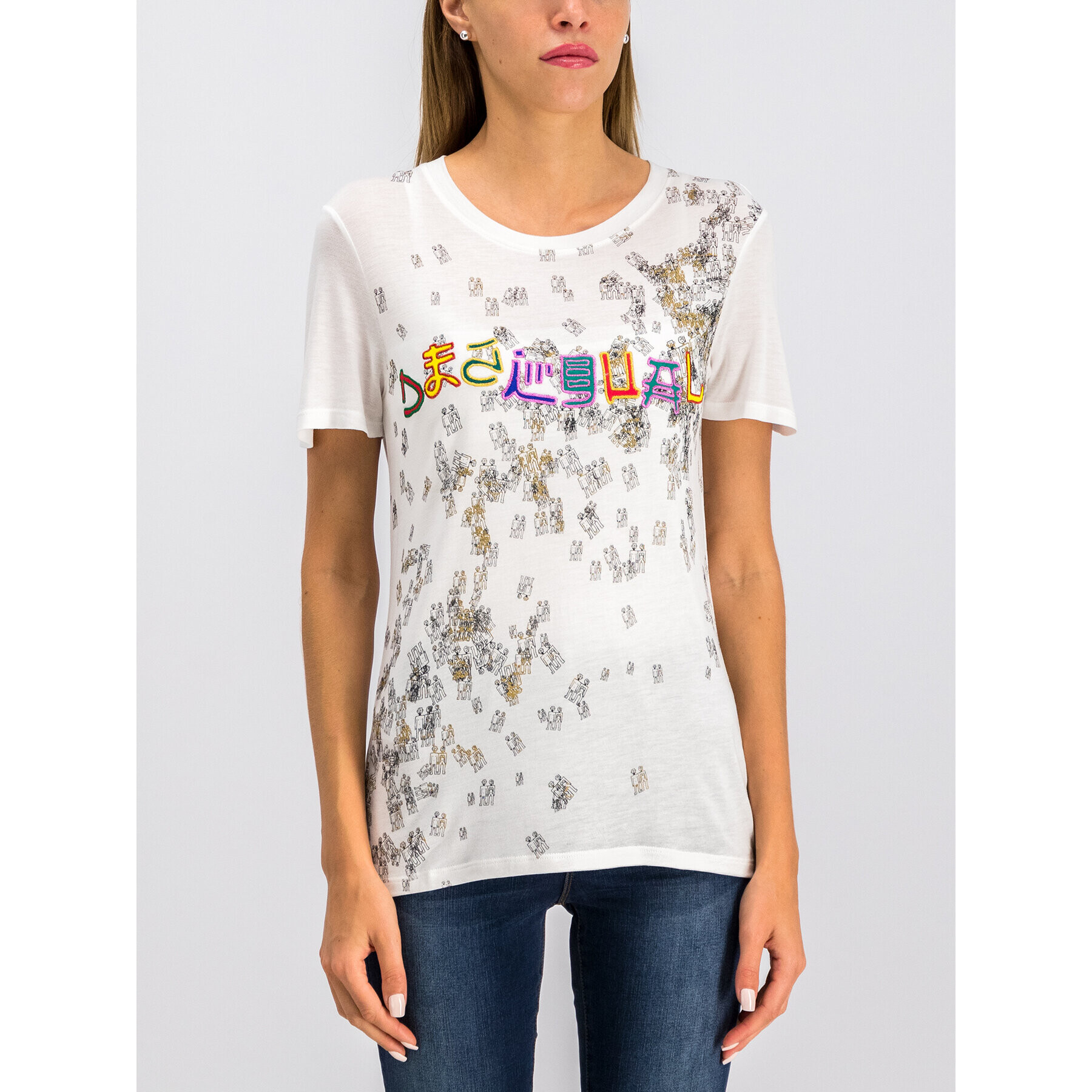 Desigual Тишърт 19WWTKCZ Бял Regular Fit - Pepit.bg