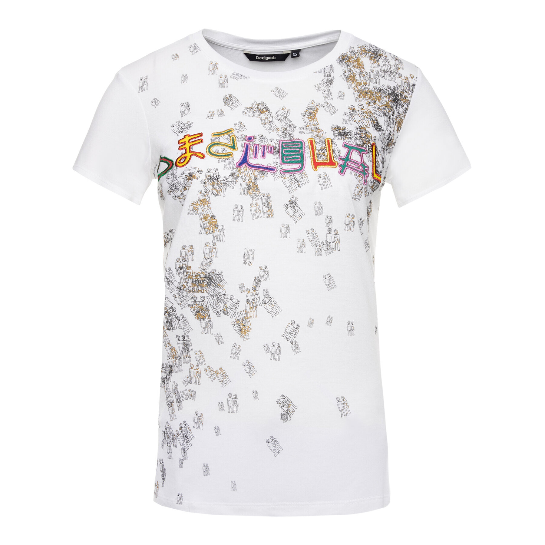 Desigual Тишърт 19WWTKCZ Бял Regular Fit - Pepit.bg