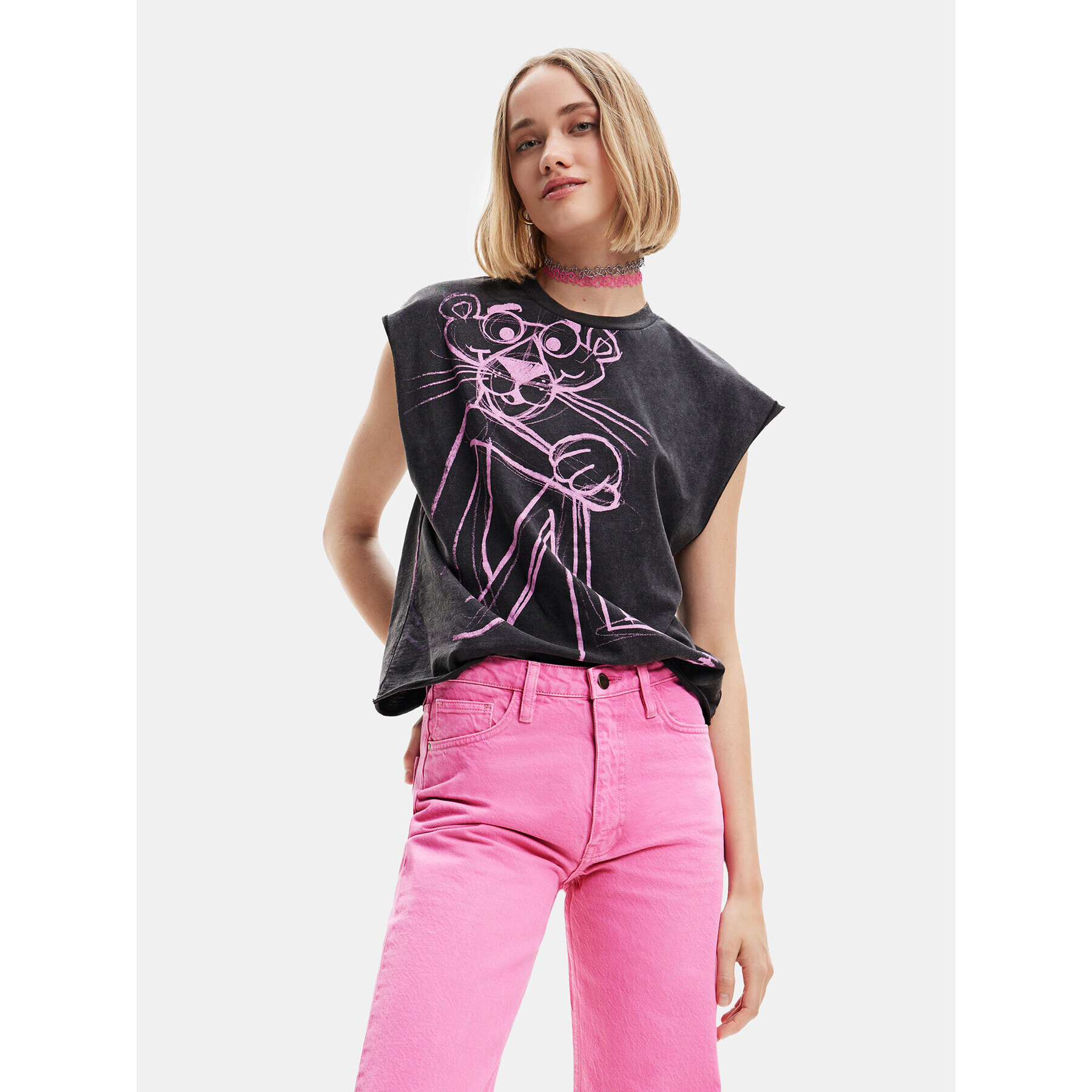 Desigual Тишърт 23SWTK49 Черен Regular Fit - Pepit.bg