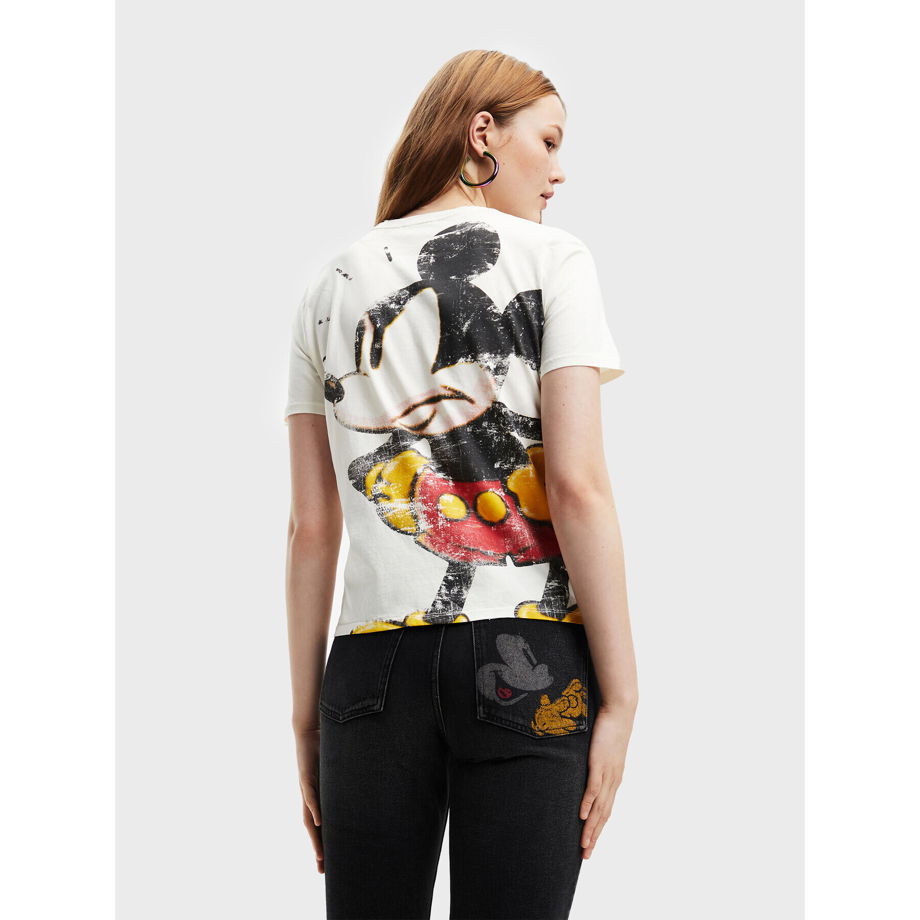 Desigual Тишърт DISNEY Mickey 22WWTK80 Бял Regular Fit - Pepit.bg