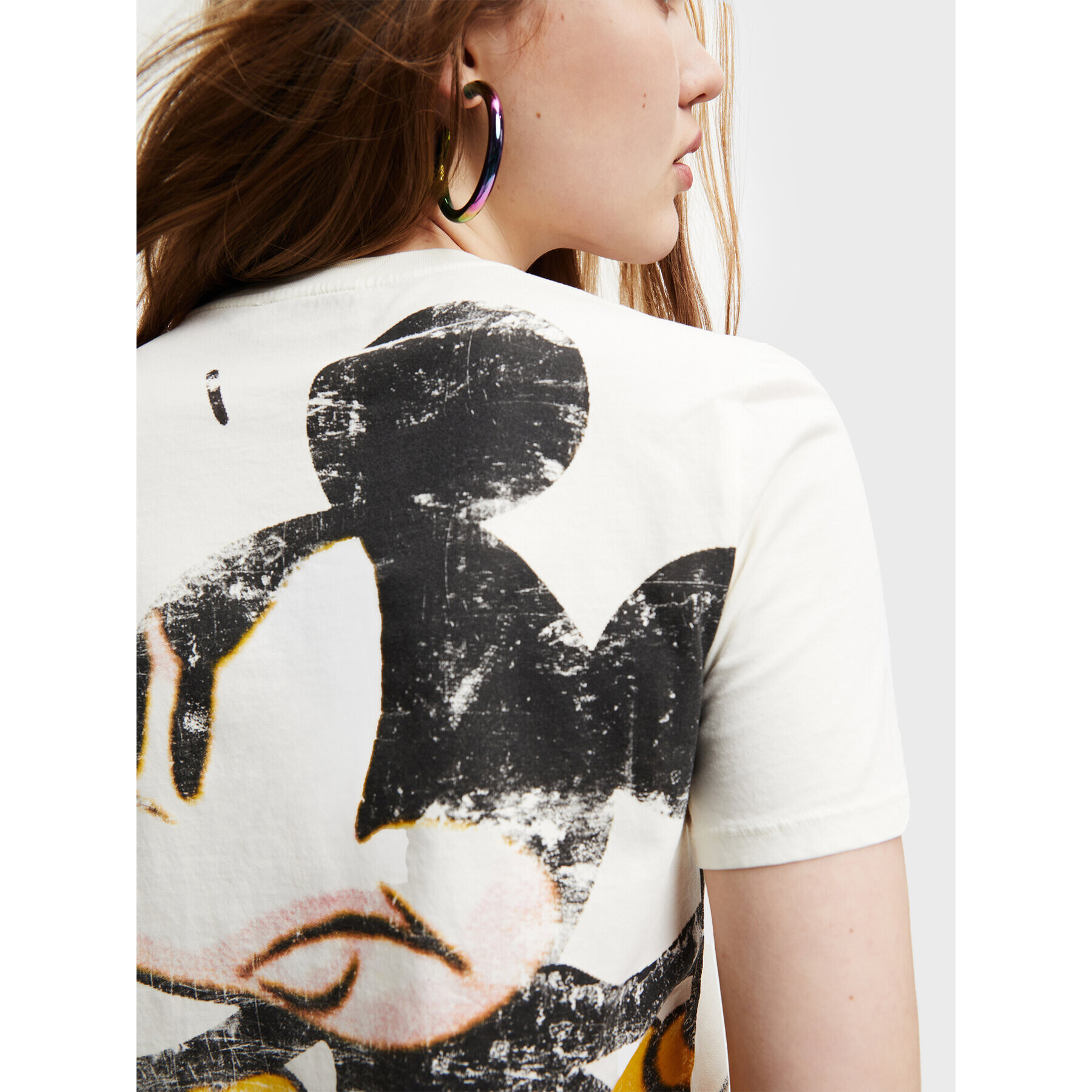 Desigual Тишърт DISNEY Mickey 22WWTK80 Бял Regular Fit - Pepit.bg