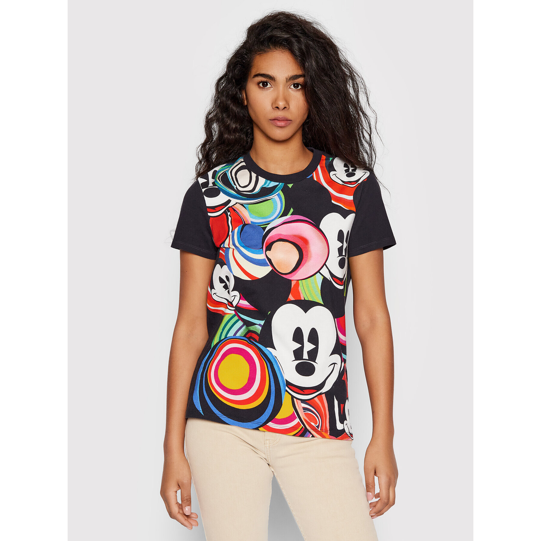 Desigual Тишърт DISNEY Mickey Marbles 22SWTKAP Черен Regular Fit - Pepit.bg