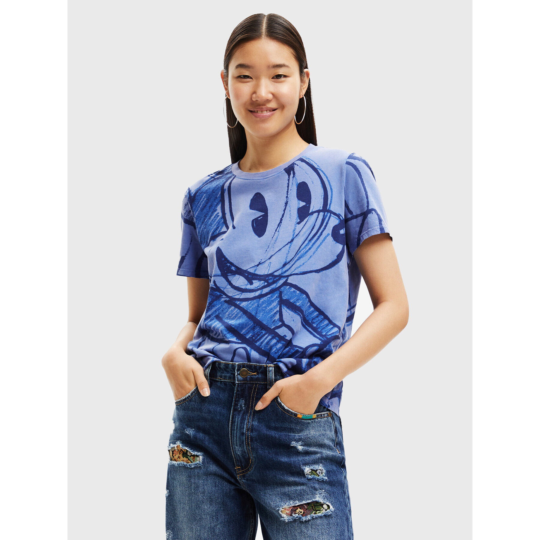 Desigual Тишърт DISNEY Mickey Син Regular Fit - Pepit.bg