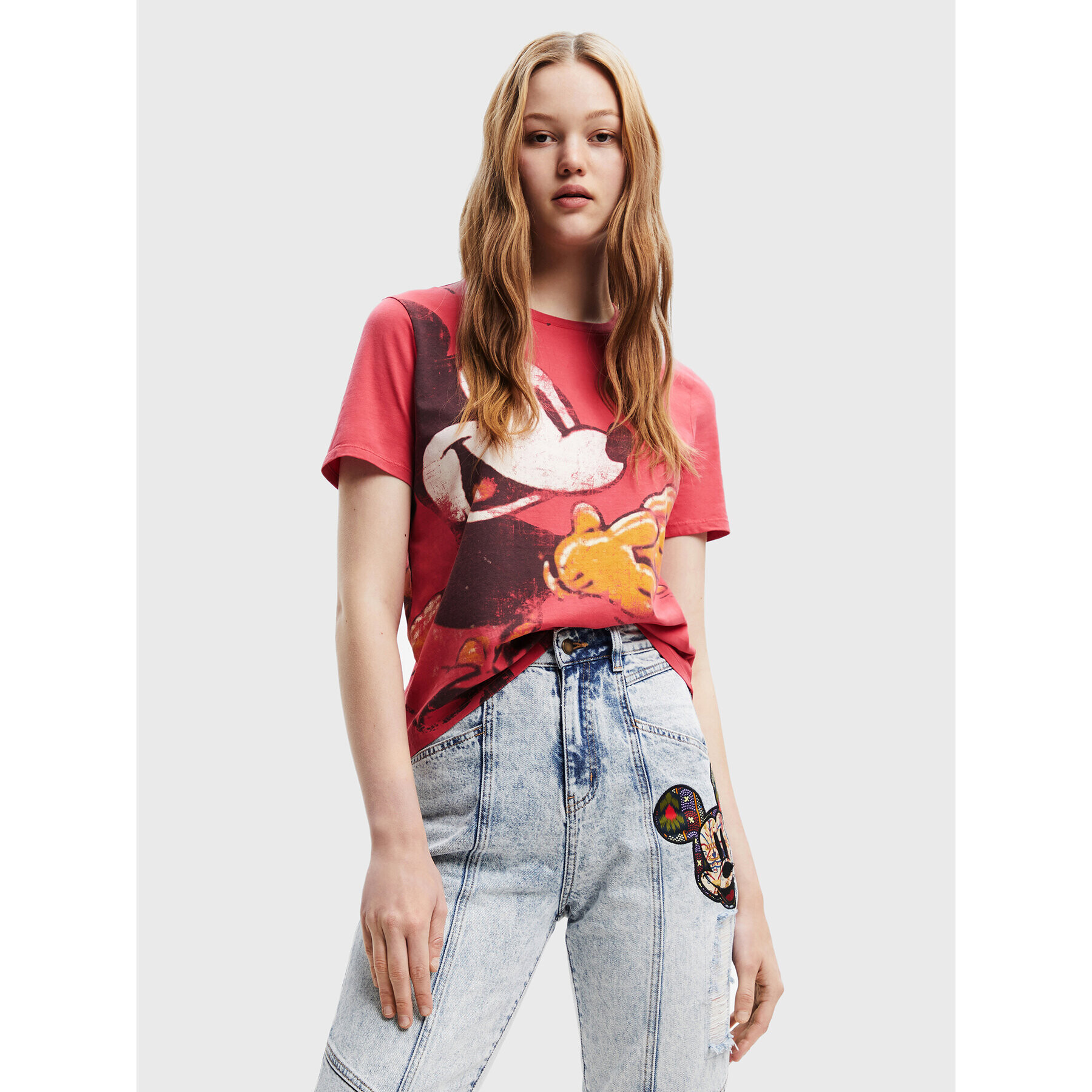 Desigual Тишърт DISNEY To Meet U Mickey 22WWTK80 Червен Regular Fit - Pepit.bg