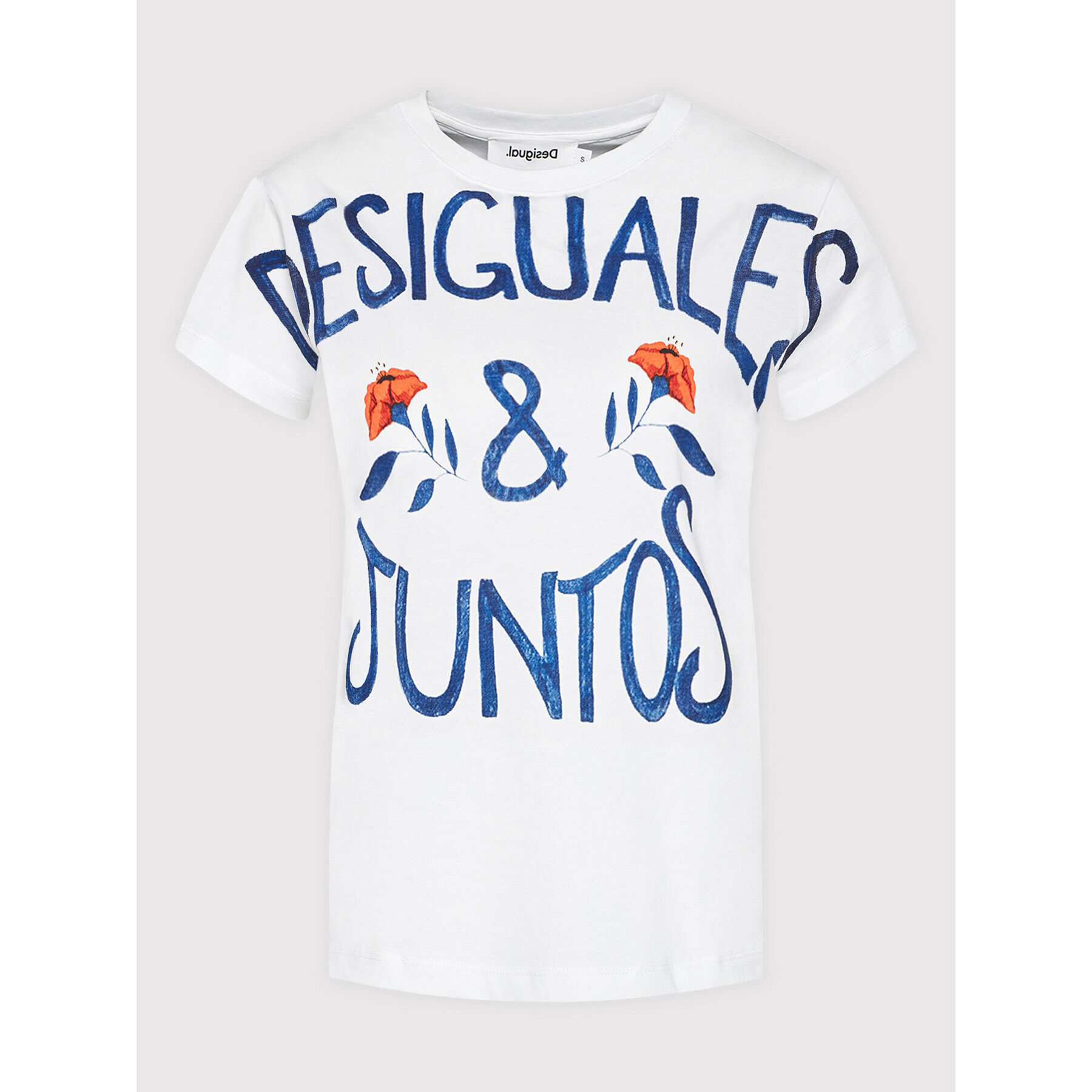 Desigual Тишърт es Juntos 21WWTK46 Бял Regular Fit - Pepit.bg