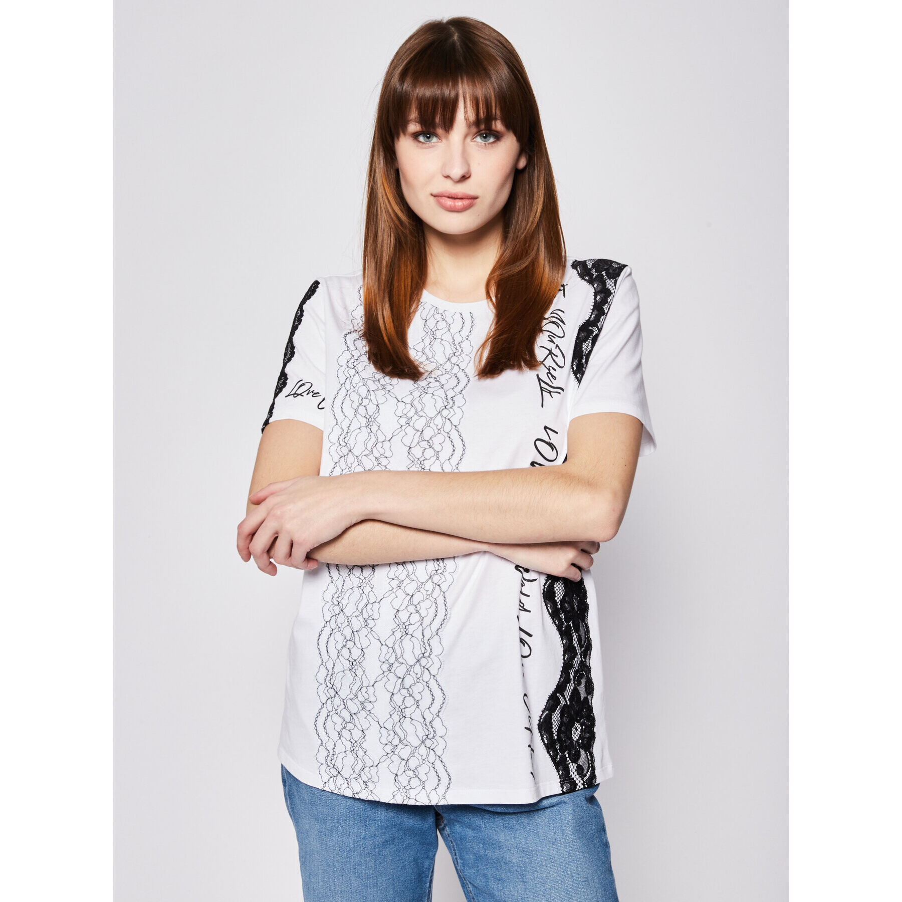 Desigual Тишърт Kendall 20SWTK04 Бял Regular Fit - Pepit.bg