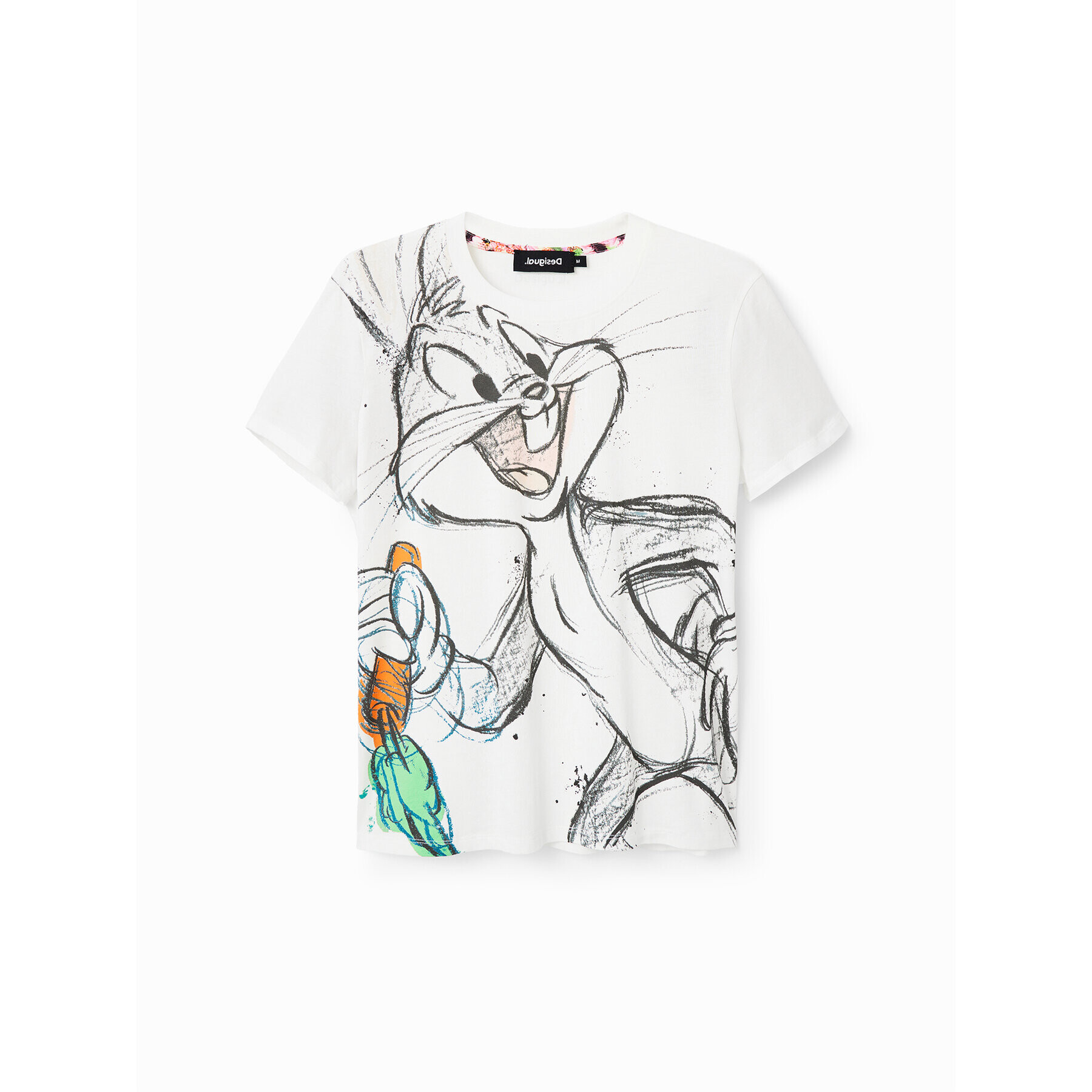 Desigual Тишърт LOONEY TUNES Bugs Carrot 23SWTKBT Бял Regular Fit - Pepit.bg