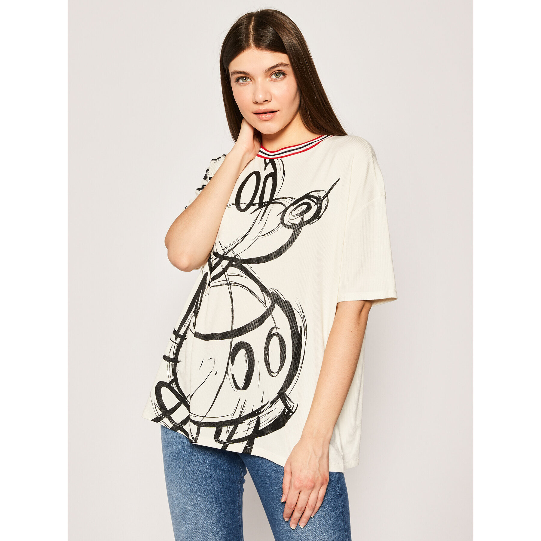 Desigual Тишърт Love Mickey 20SWTK59 Бежов Regular Fit - Pepit.bg