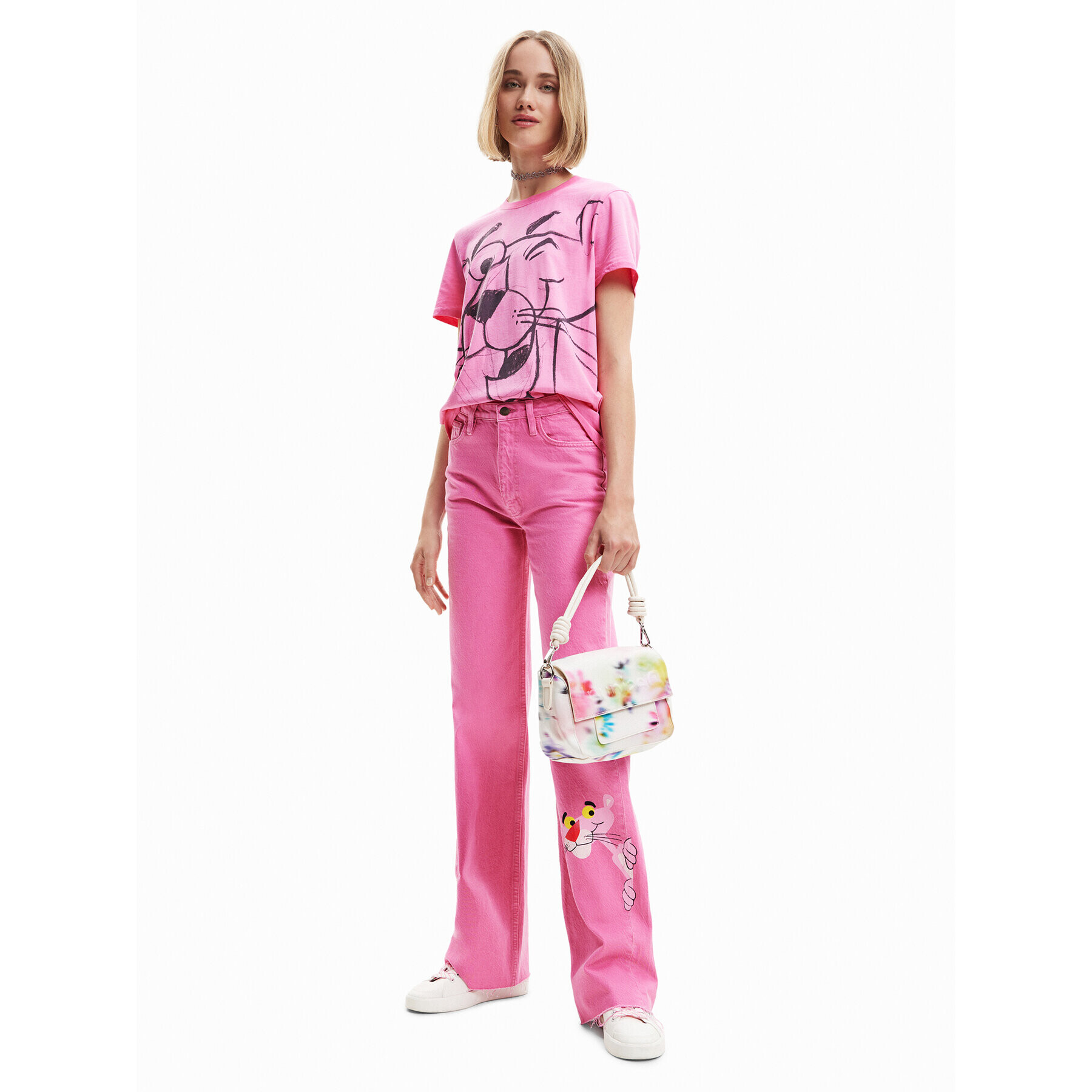 Desigual Тишърт PINK PANTHER 23SWTK81 Розов Regular Fit - Pepit.bg