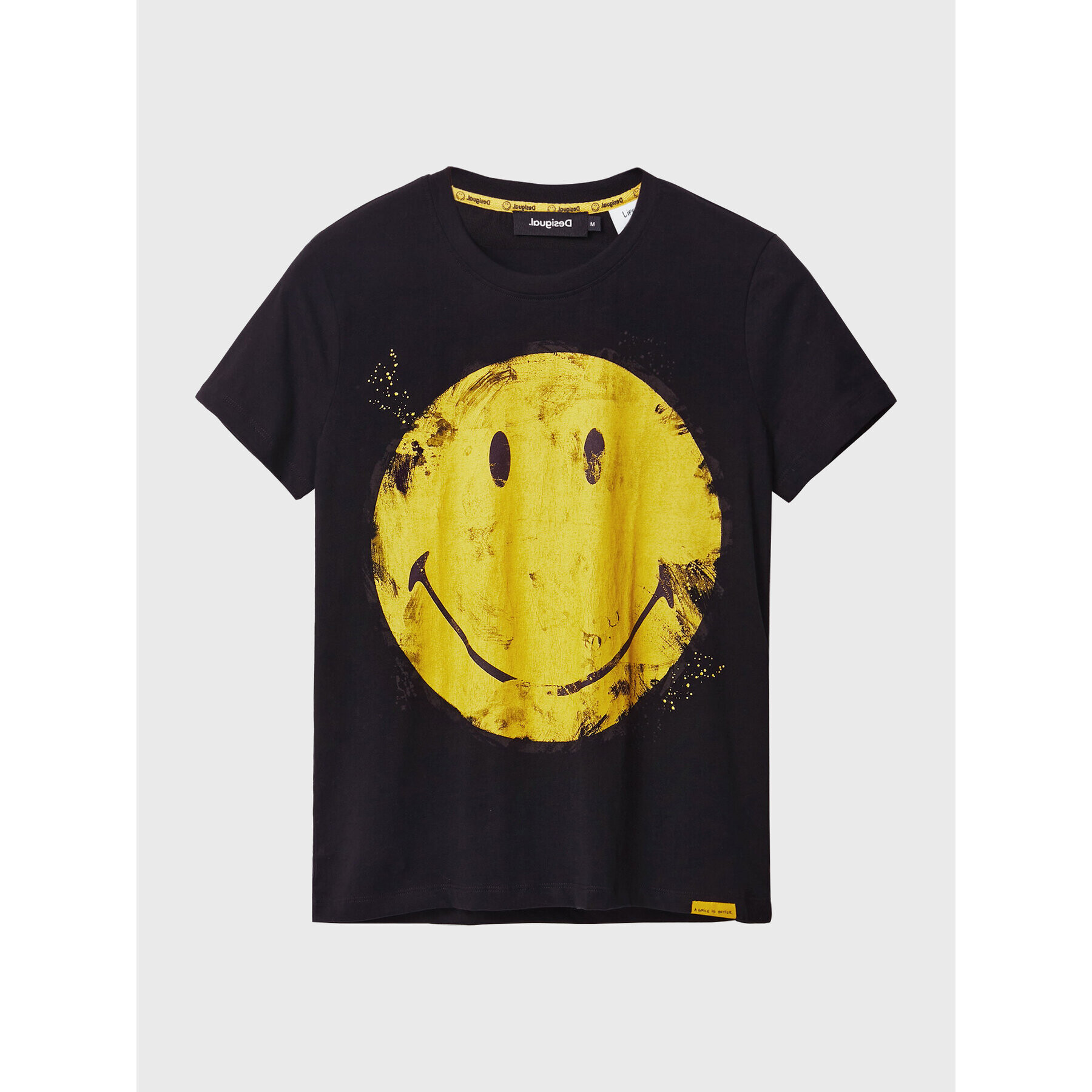 Desigual Тишърт SMILEY Ria 22WWTKAJ Черен Regular Fit - Pepit.bg