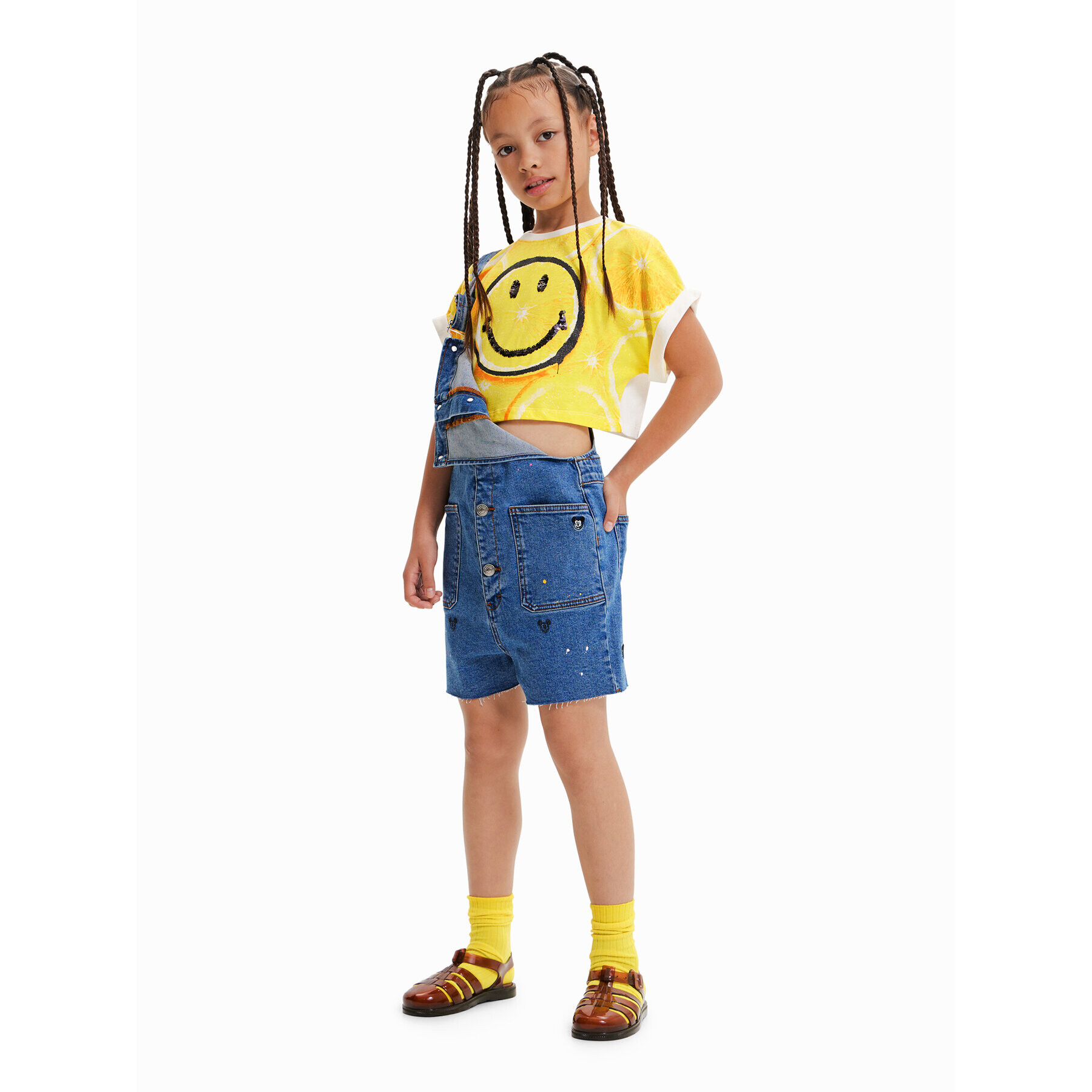 Desigual Тишърт SMILEY WORLD 23SGTK23 Жълт Flare Fit - Pepit.bg