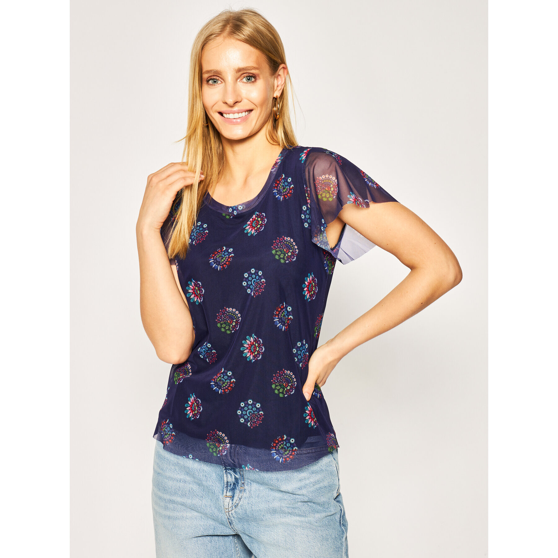 Desigual Тишърт Varsovia 20SWTKB6 Виолетов Regular Fit - Pepit.bg