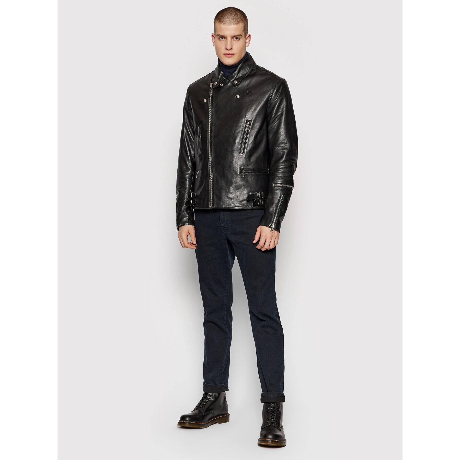 Deus Ex Machina Кожено яке Tornado DMF2061293 Черен Slim Fit - Pepit.bg