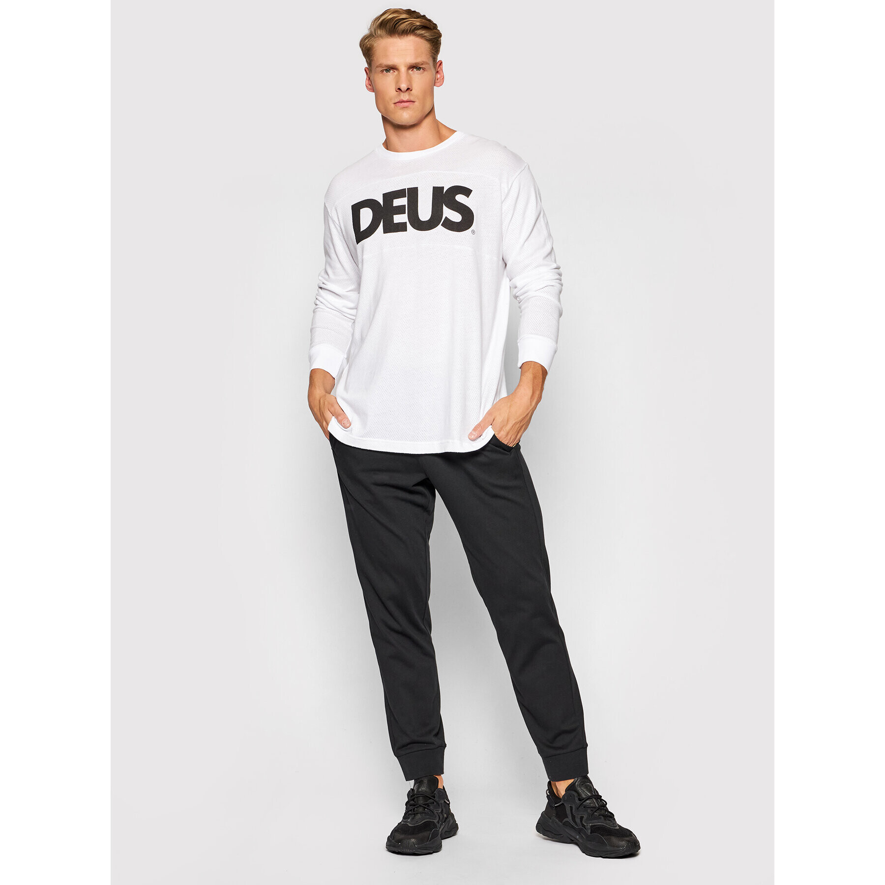 Deus Ex Machina Тениска с дълъг ръкав All Caps Moto DMF81530 Бял Regular Fit - Pepit.bg