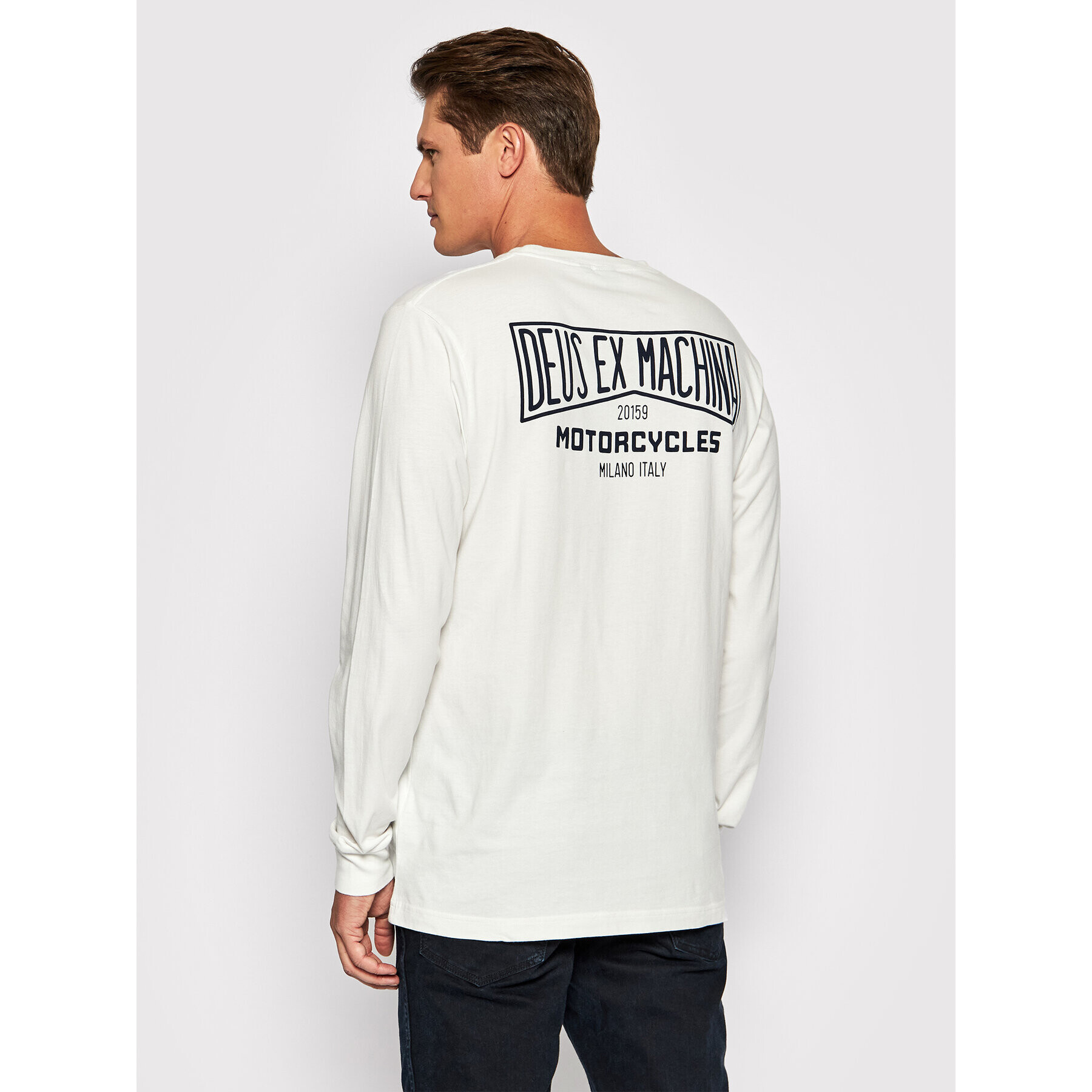 Deus Ex Machina Тениска с дълъг ръкав Leander Ls Tee DMF2011324B Бял Regular Fit - Pepit.bg