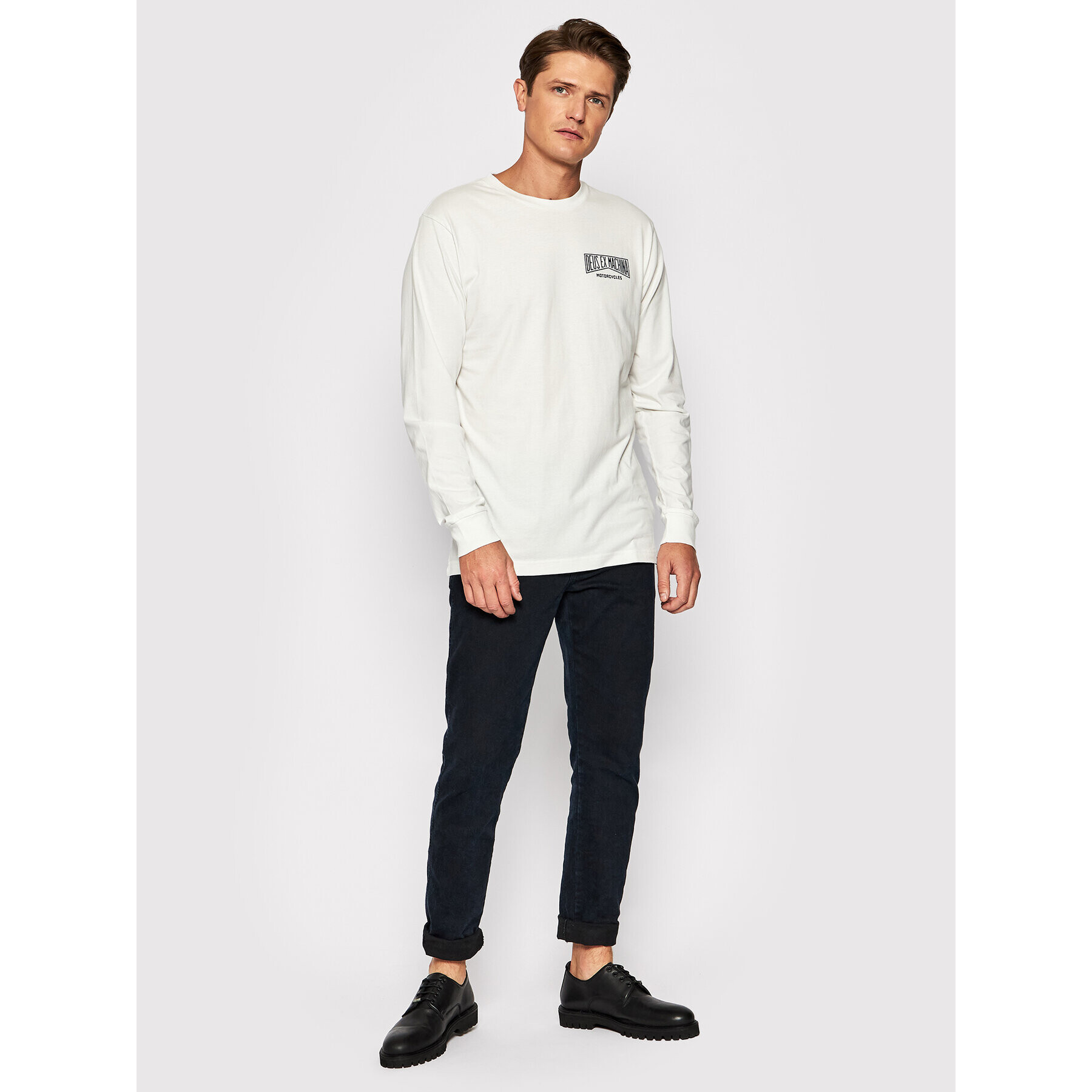 Deus Ex Machina Тениска с дълъг ръкав Leander Ls Tee DMF2011324B Бял Regular Fit - Pepit.bg